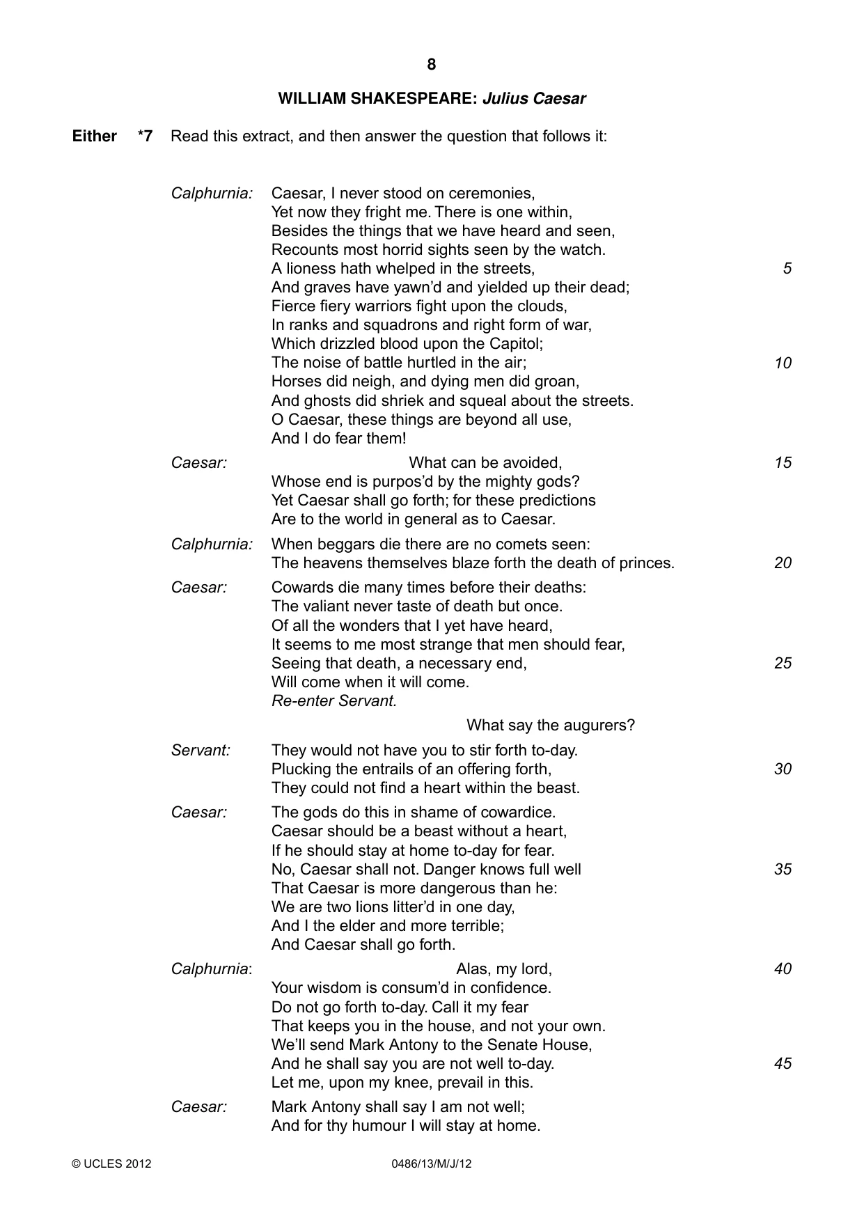 Cambridge IGCSE English - Literature 0486 2012 May/June Paper 1 · Variant 3 question paper, page 8 of 26