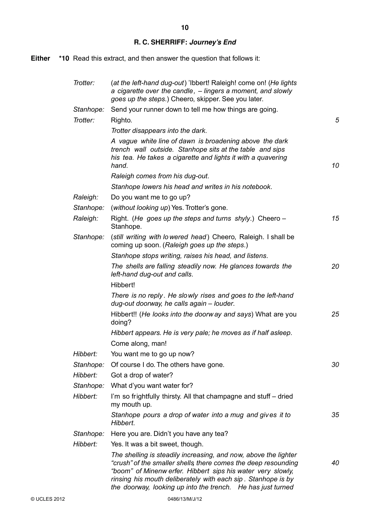 Cambridge IGCSE English - Literature 0486 2012 May/June Paper 1 · Variant 3 question paper, page 10 of 26