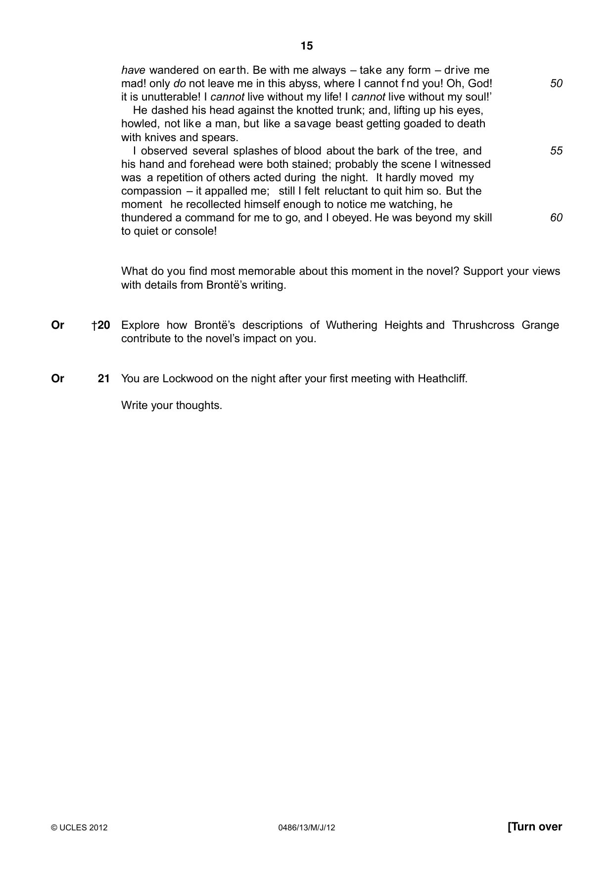 Cambridge IGCSE English - Literature 0486 2012 May/June Paper 1 · Variant 3 question paper, page 15 of 26