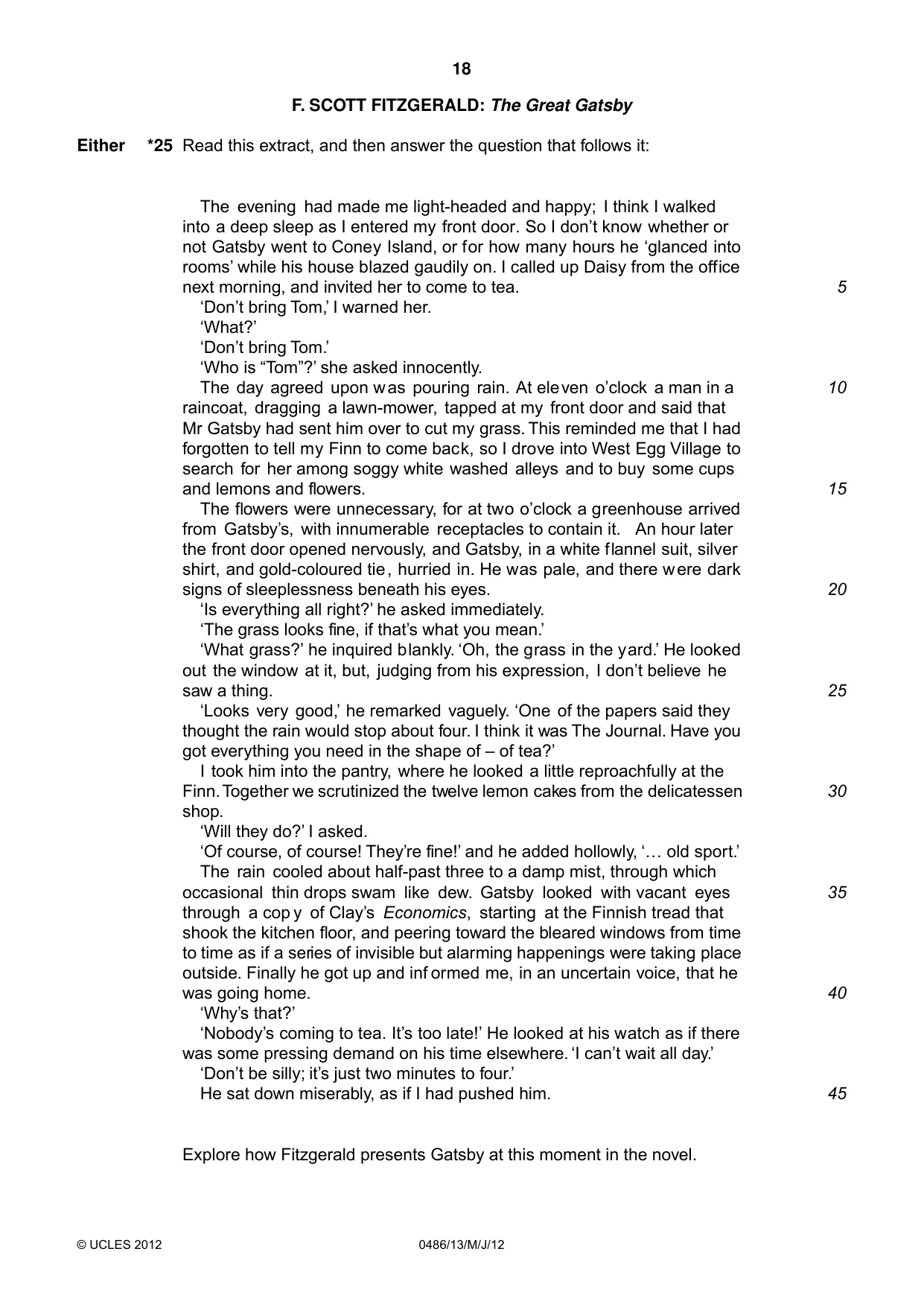 Cambridge IGCSE English - Literature 0486 2012 May/June Paper 1 · Variant 3 question paper, page 18 of 26