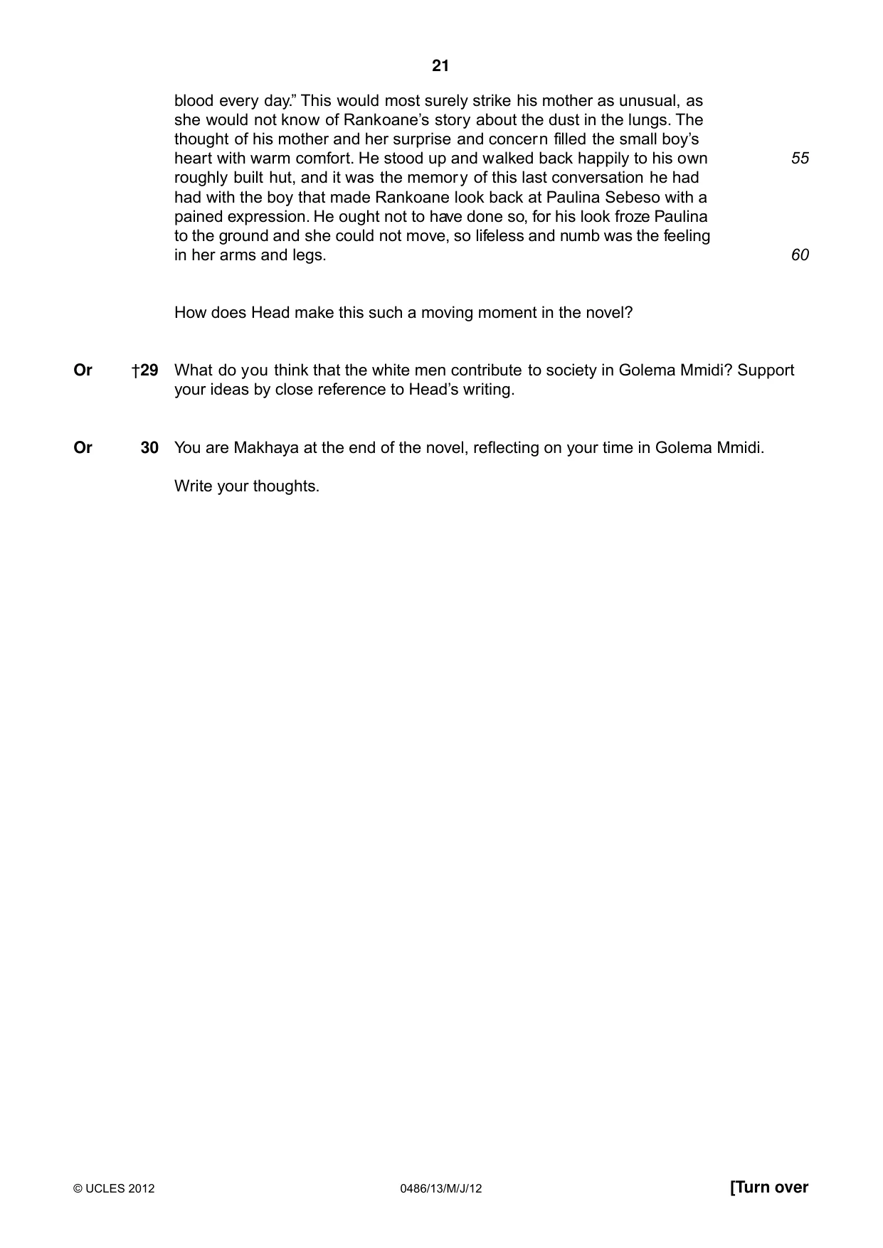 Cambridge IGCSE English - Literature 0486 2012 May/June Paper 1 · Variant 3 question paper, page 21 of 26