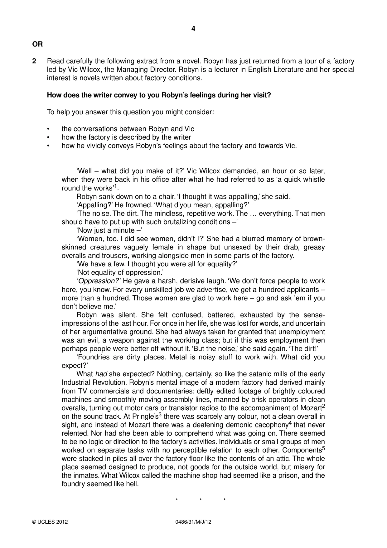 Cambridge IGCSE English - Literature 0486 2012 May/June Paper 3 · Variant 1 question paper, page 4 of 8