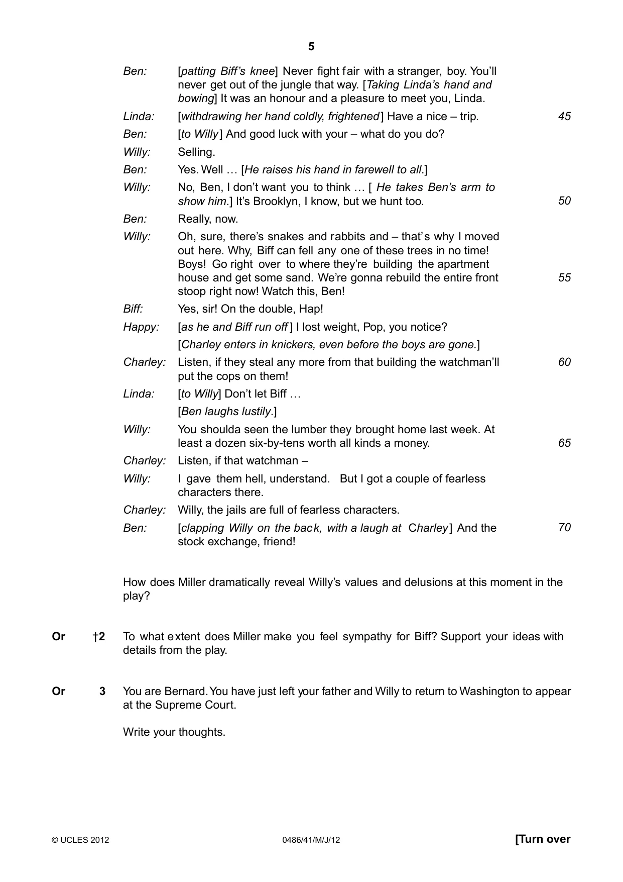 Cambridge IGCSE English - Literature 0486 2012 May/June Paper 4 · Variant 1 question paper, page 5 of 26