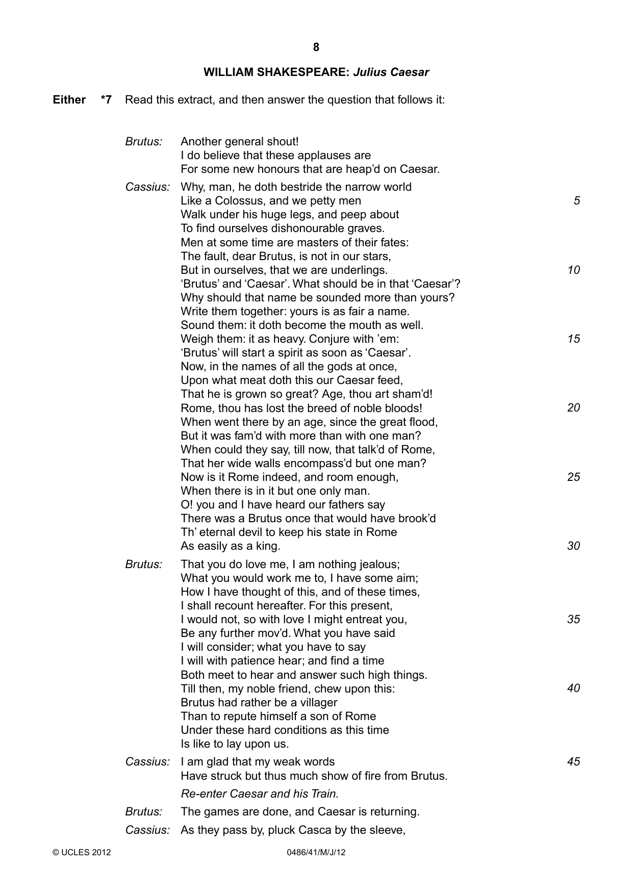 Cambridge IGCSE English - Literature 0486 2012 May/June Paper 4 · Variant 1 question paper, page 8 of 26