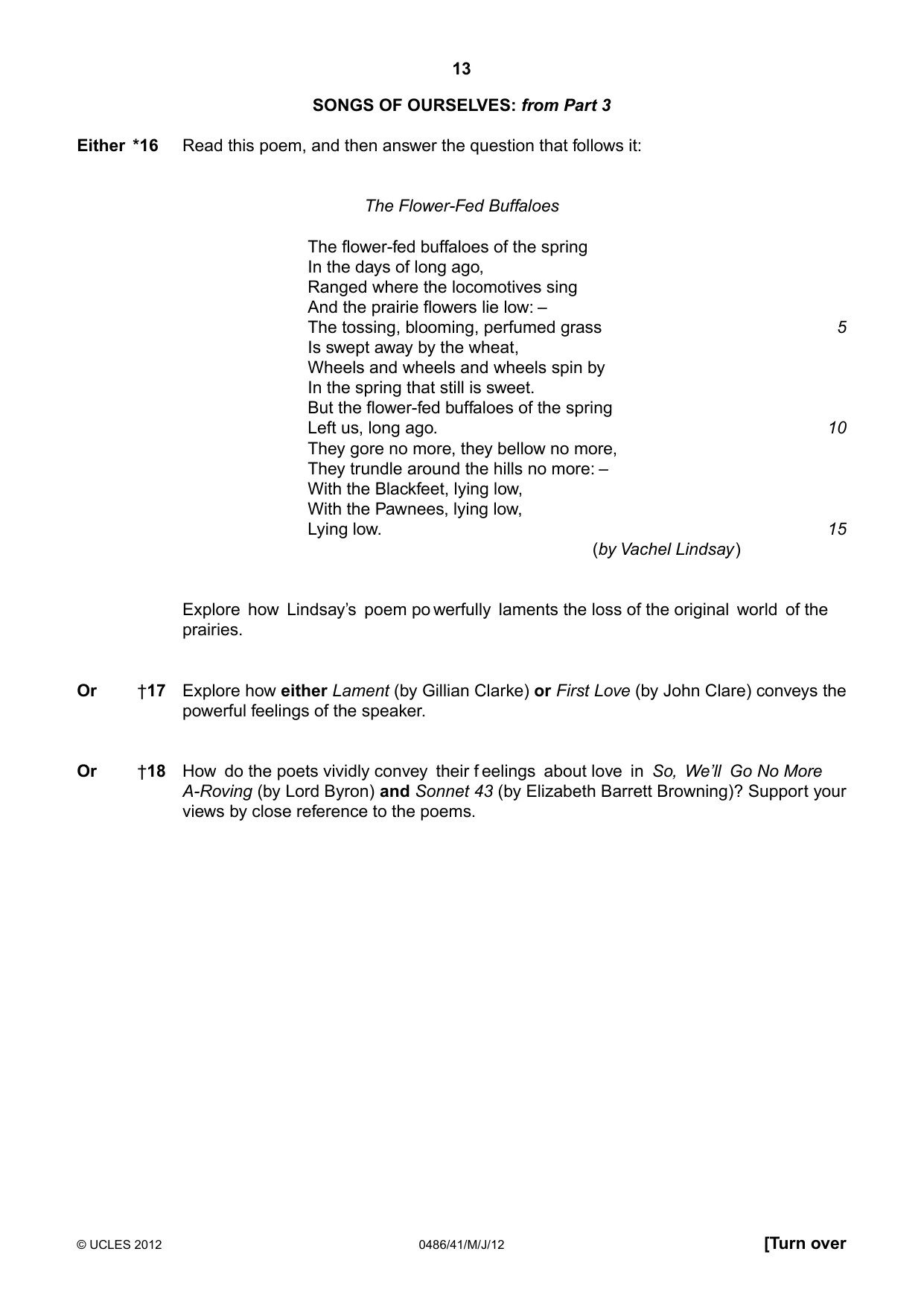 Cambridge IGCSE English - Literature 0486 2012 May/June Paper 4 · Variant 1 question paper, page 13 of 26