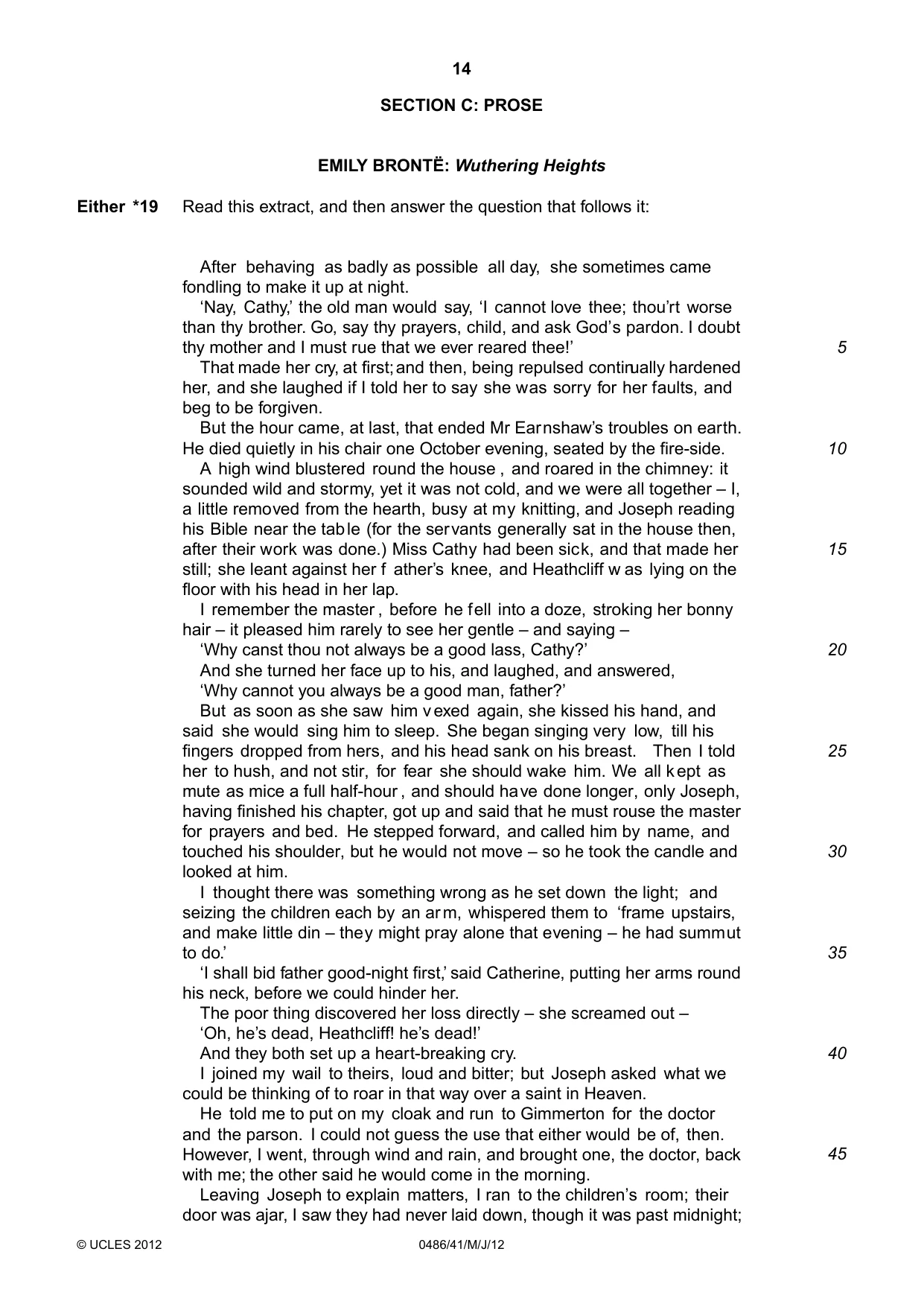 Cambridge IGCSE English - Literature 0486 2012 May/June Paper 4 · Variant 1 question paper, page 14 of 26
