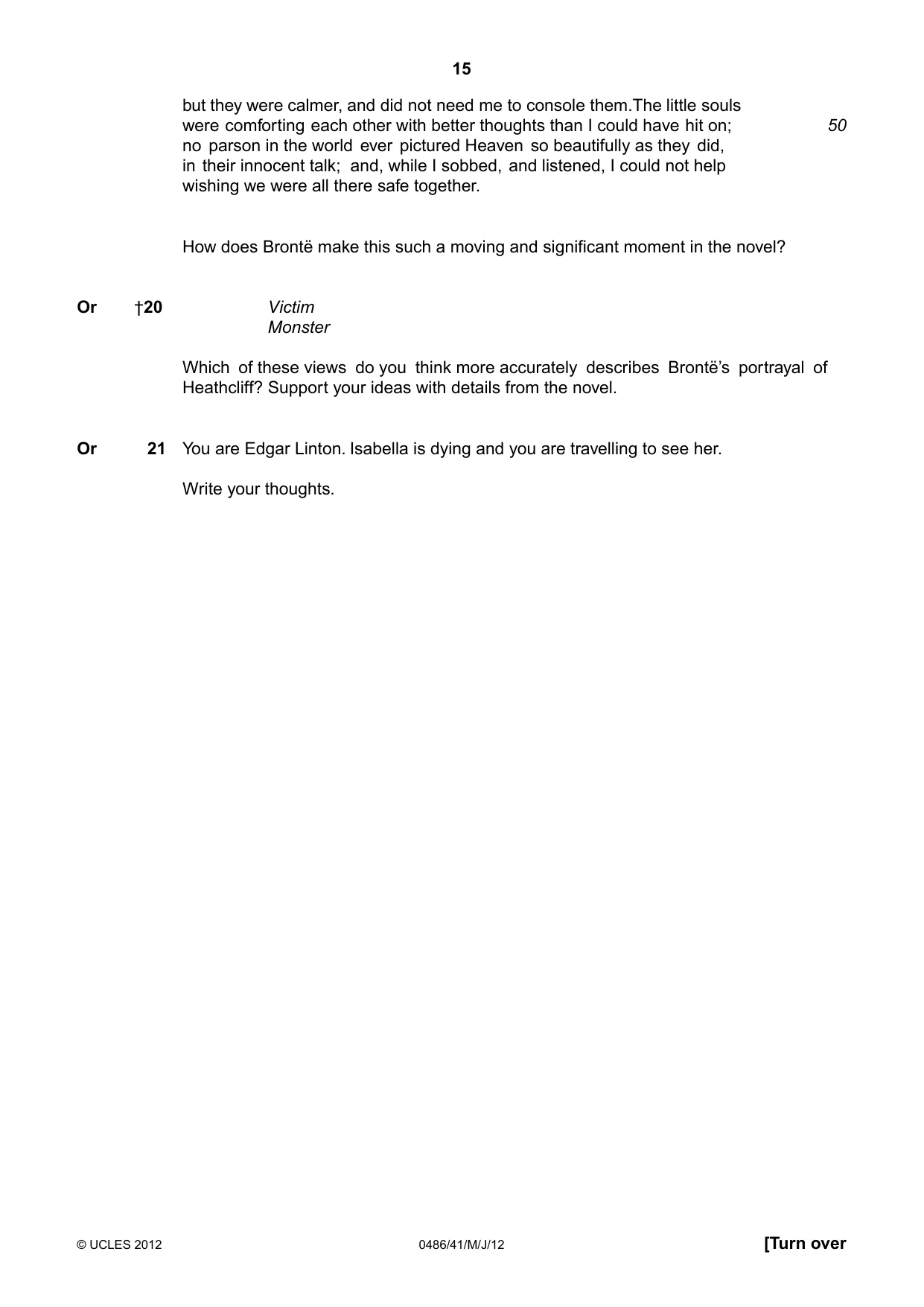 Cambridge IGCSE English - Literature 0486 2012 May/June Paper 4 · Variant 1 question paper, page 15 of 26