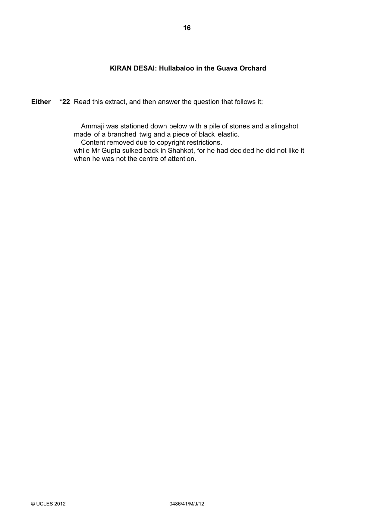 Cambridge IGCSE English - Literature 0486 2012 May/June Paper 4 · Variant 1 question paper, page 16 of 26