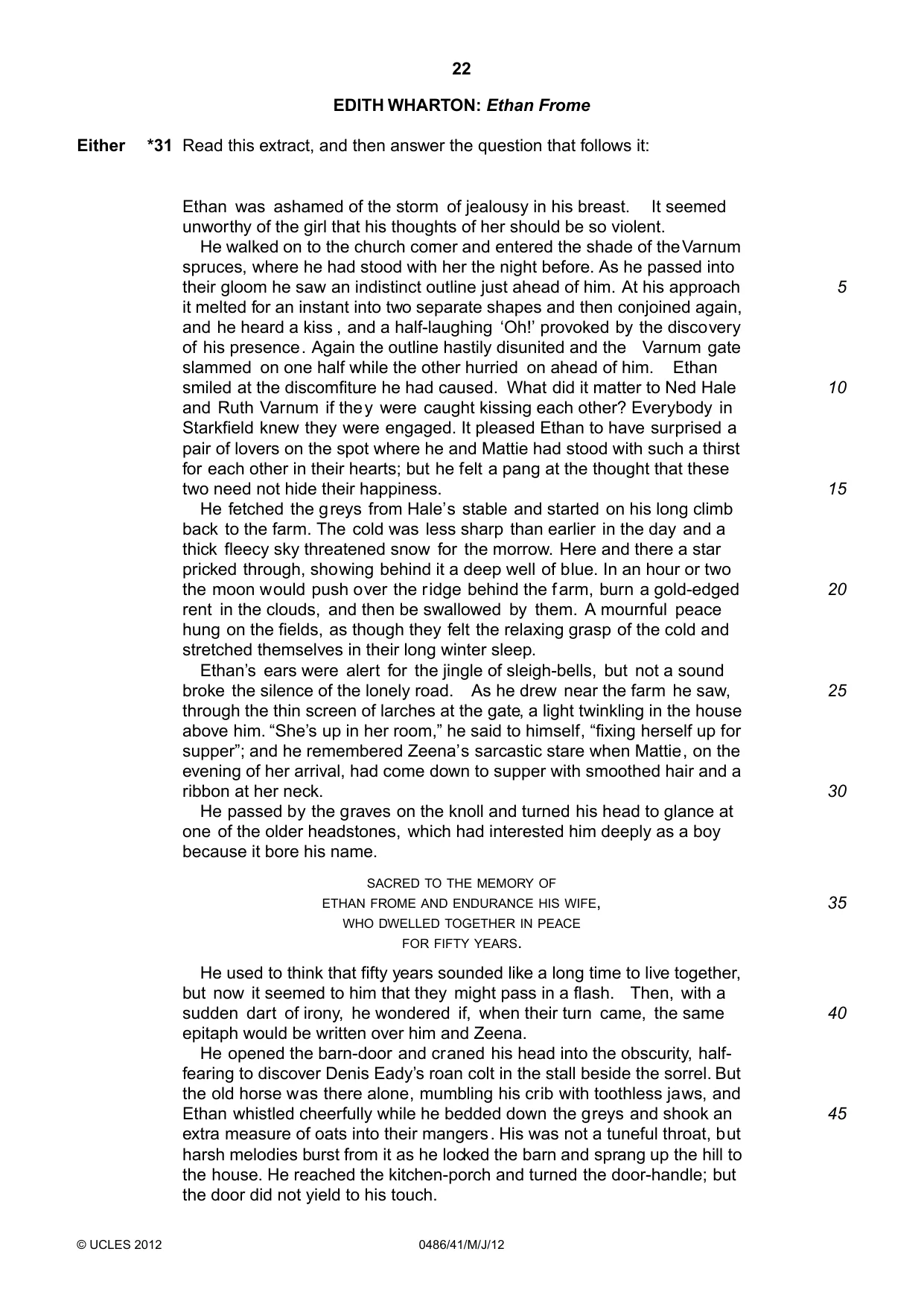 Cambridge IGCSE English - Literature 0486 2012 May/June Paper 4 · Variant 1 question paper, page 22 of 26