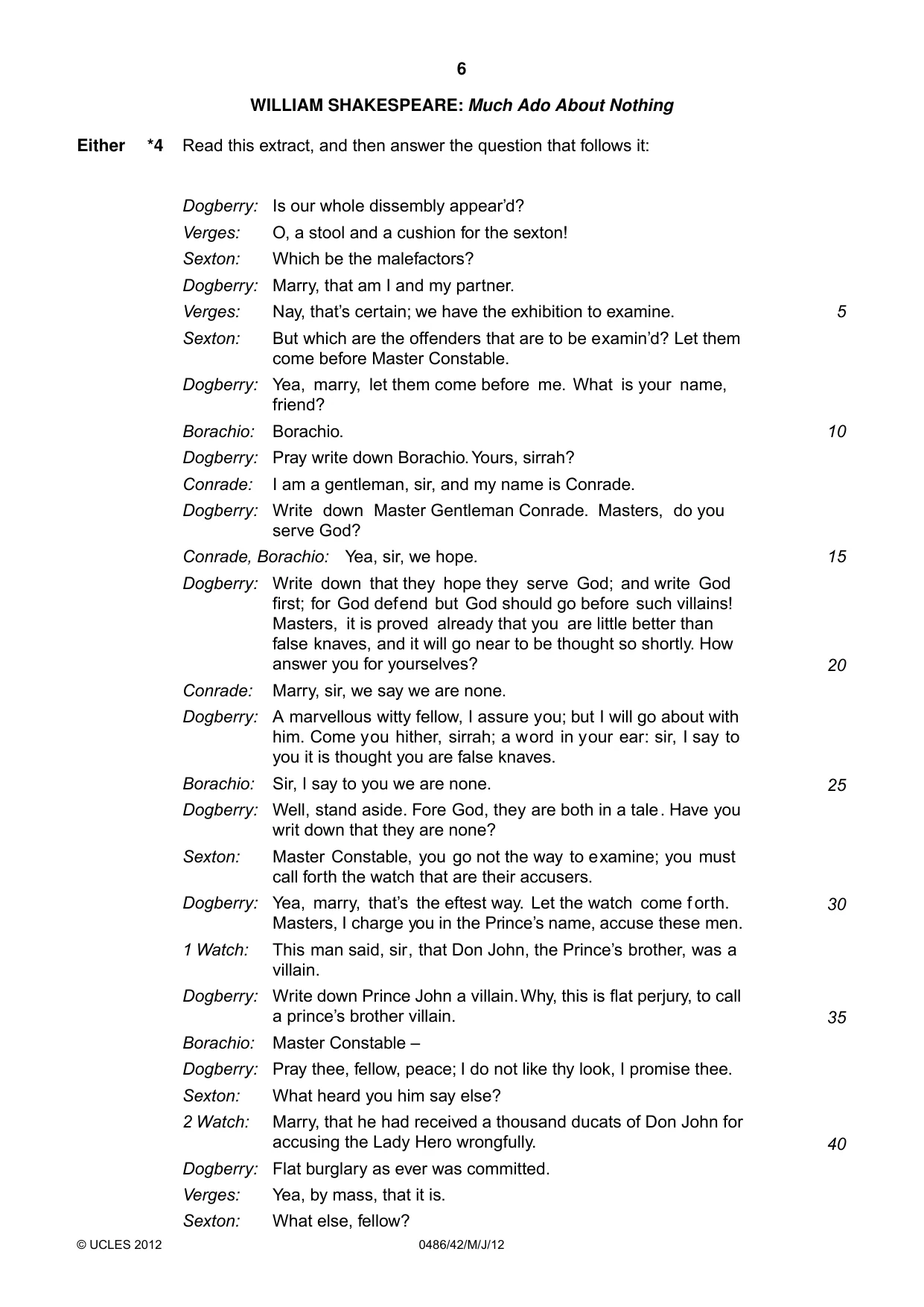 Cambridge IGCSE English - Literature 0486 2012 May/June Paper 4 · Variant 2 question paper, page 6 of 28