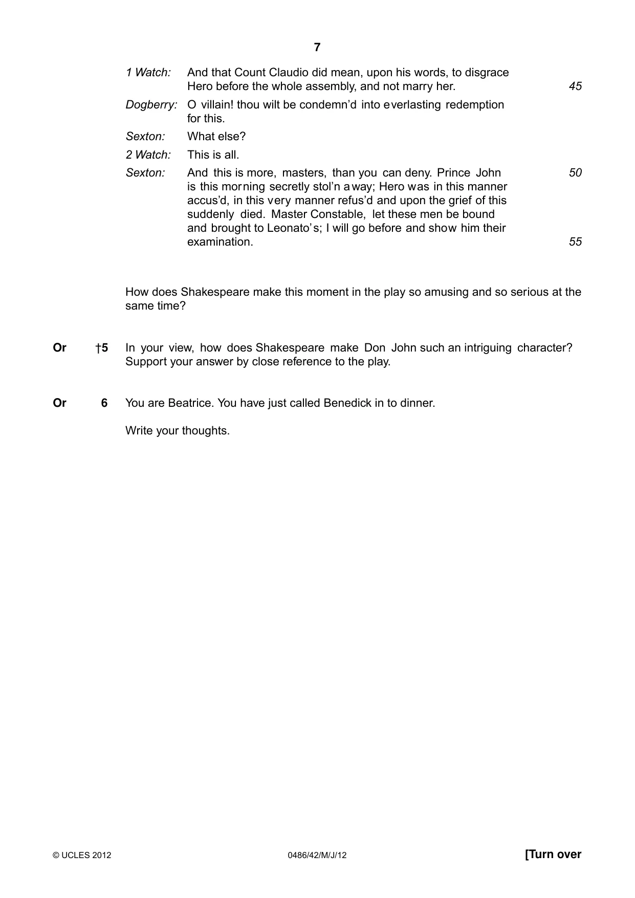 Cambridge IGCSE English - Literature 0486 2012 May/June Paper 4 · Variant 2 question paper, page 7 of 28