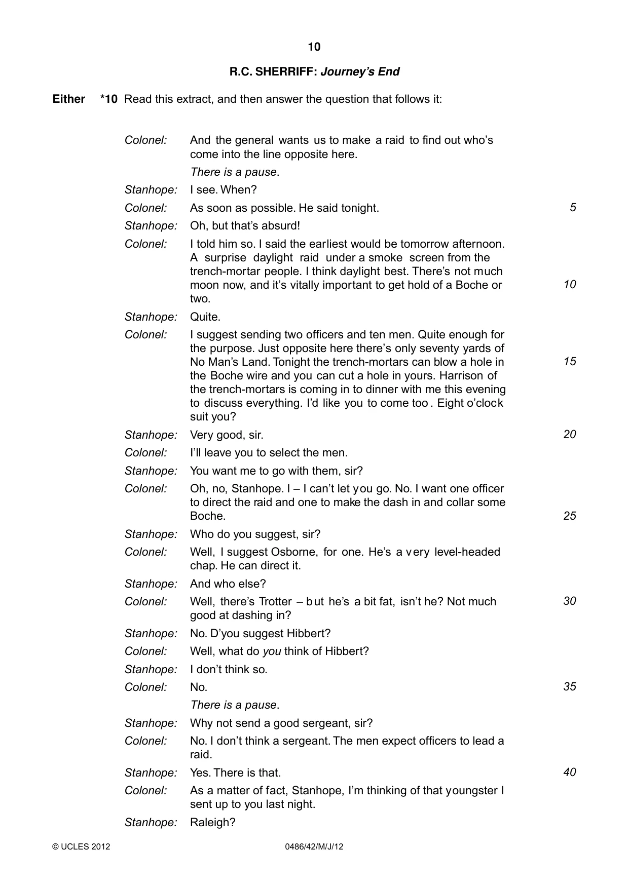 Cambridge IGCSE English - Literature 0486 2012 May/June Paper 4 · Variant 2 question paper, page 10 of 28