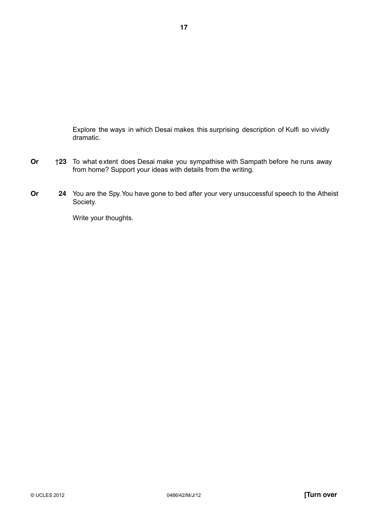 Cambridge IGCSE English - Literature 0486 2012 May/June Paper 4 · Variant 2 question paper, page 17 of 28