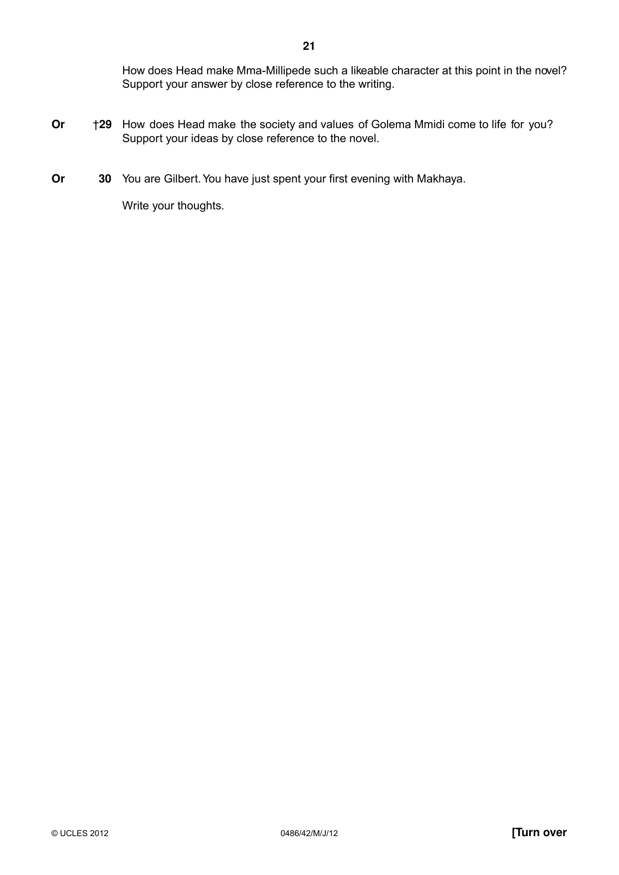 Cambridge IGCSE English - Literature 0486 2012 May/June Paper 4 · Variant 2 question paper, page 21 of 28