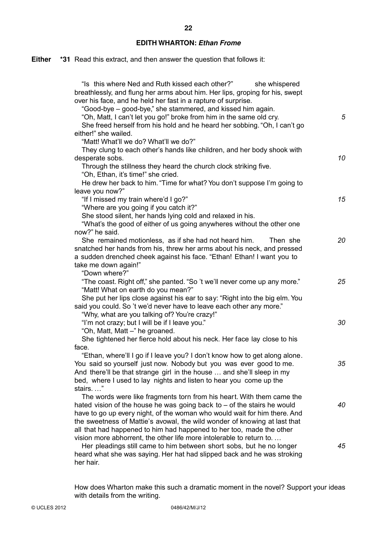 Cambridge IGCSE English - Literature 0486 2012 May/June Paper 4 · Variant 2 question paper, page 22 of 28