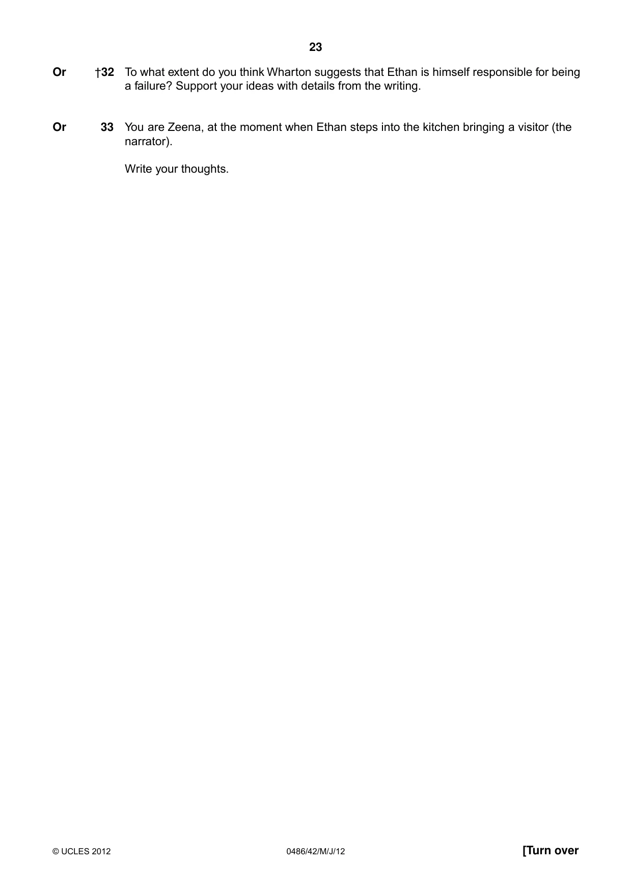 Cambridge IGCSE English - Literature 0486 2012 May/June Paper 4 · Variant 2 question paper, page 23 of 28