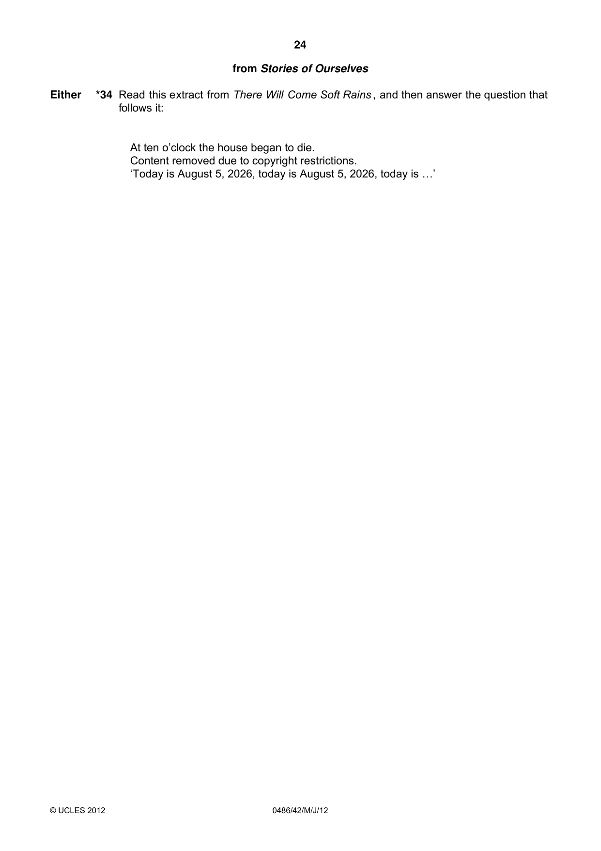 Cambridge IGCSE English - Literature 0486 2012 May/June Paper 4 · Variant 2 question paper, page 24 of 28