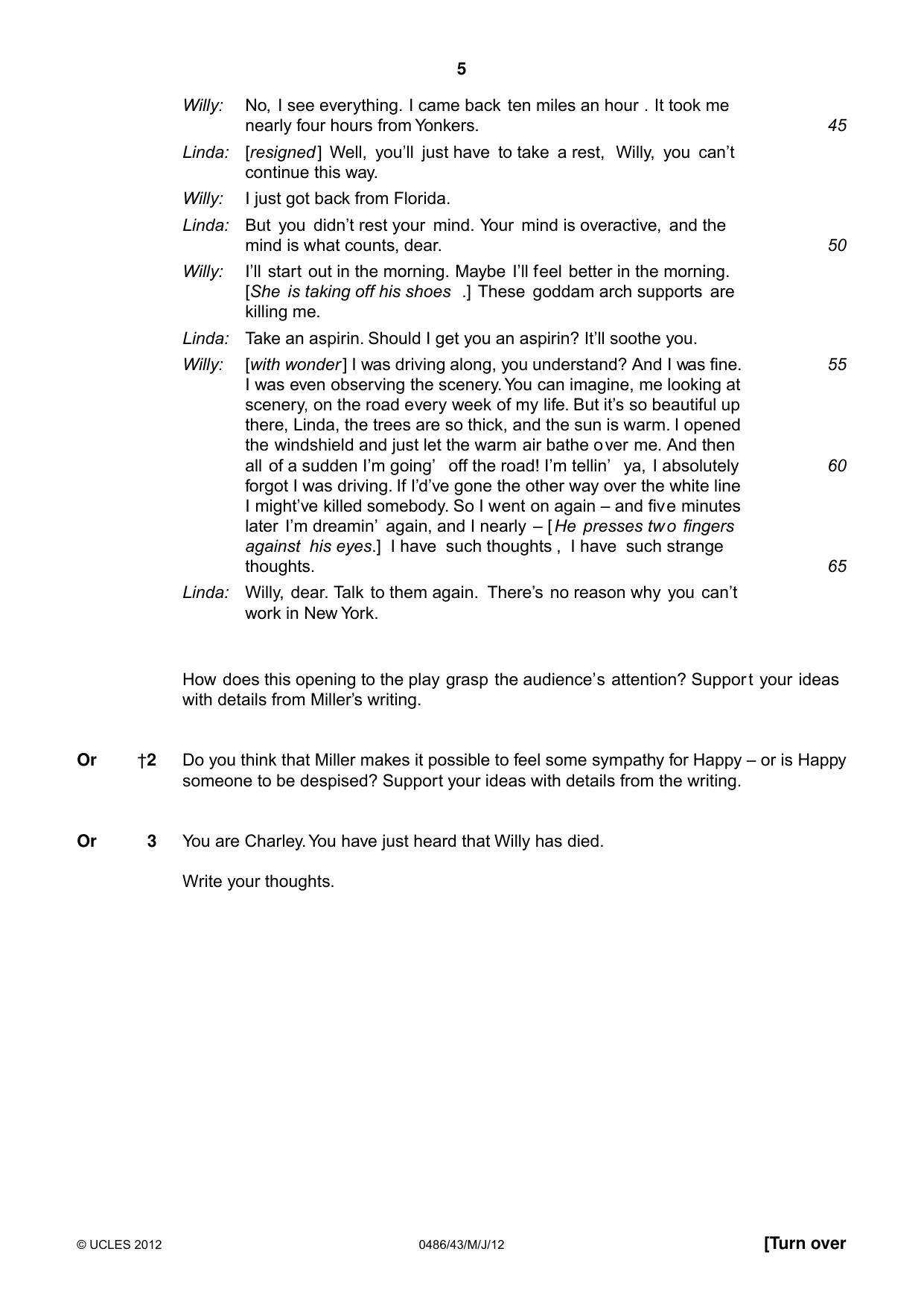 Cambridge IGCSE English - Literature 0486 2012 May/June Paper 4 · Variant 3 question paper, page 5 of 26
