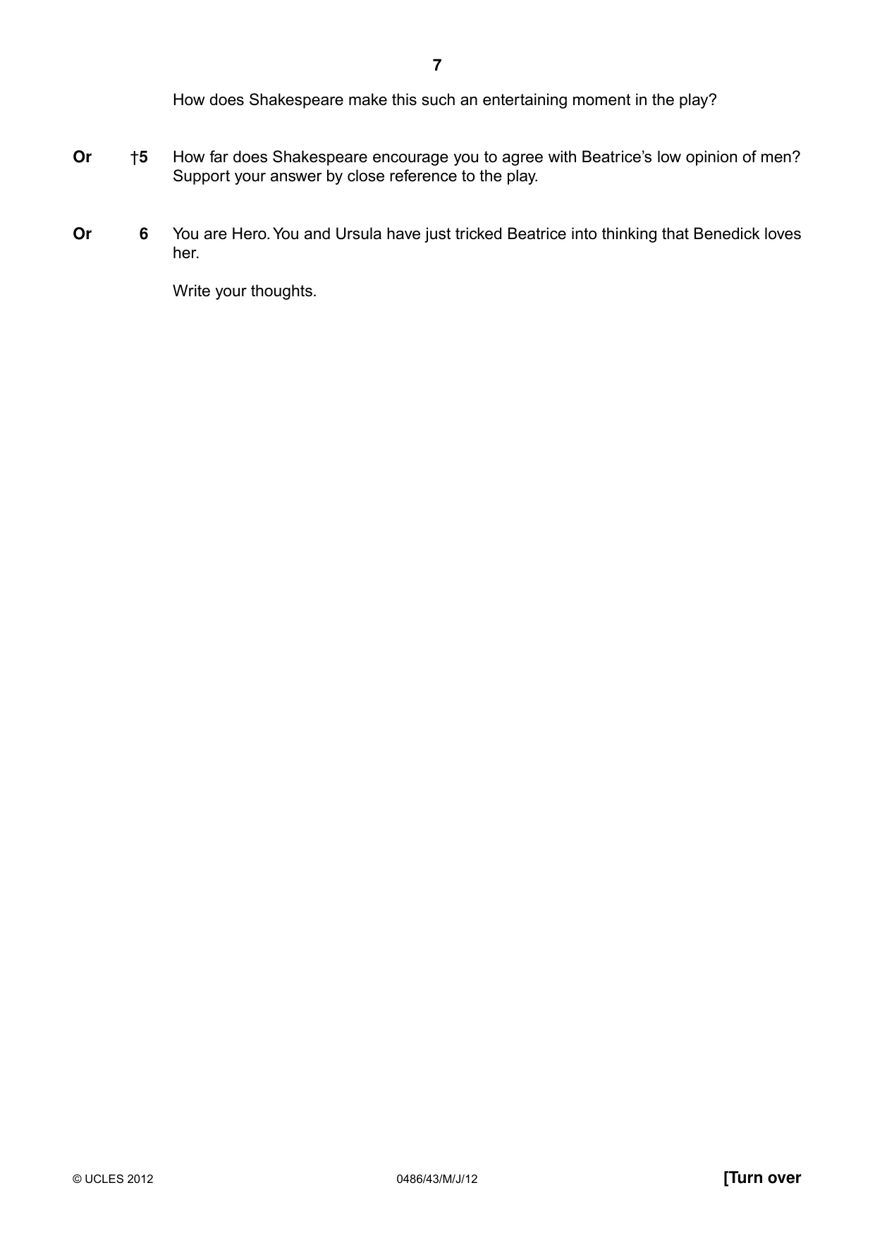 Cambridge IGCSE English - Literature 0486 2012 May/June Paper 4 · Variant 3 question paper, page 7 of 26