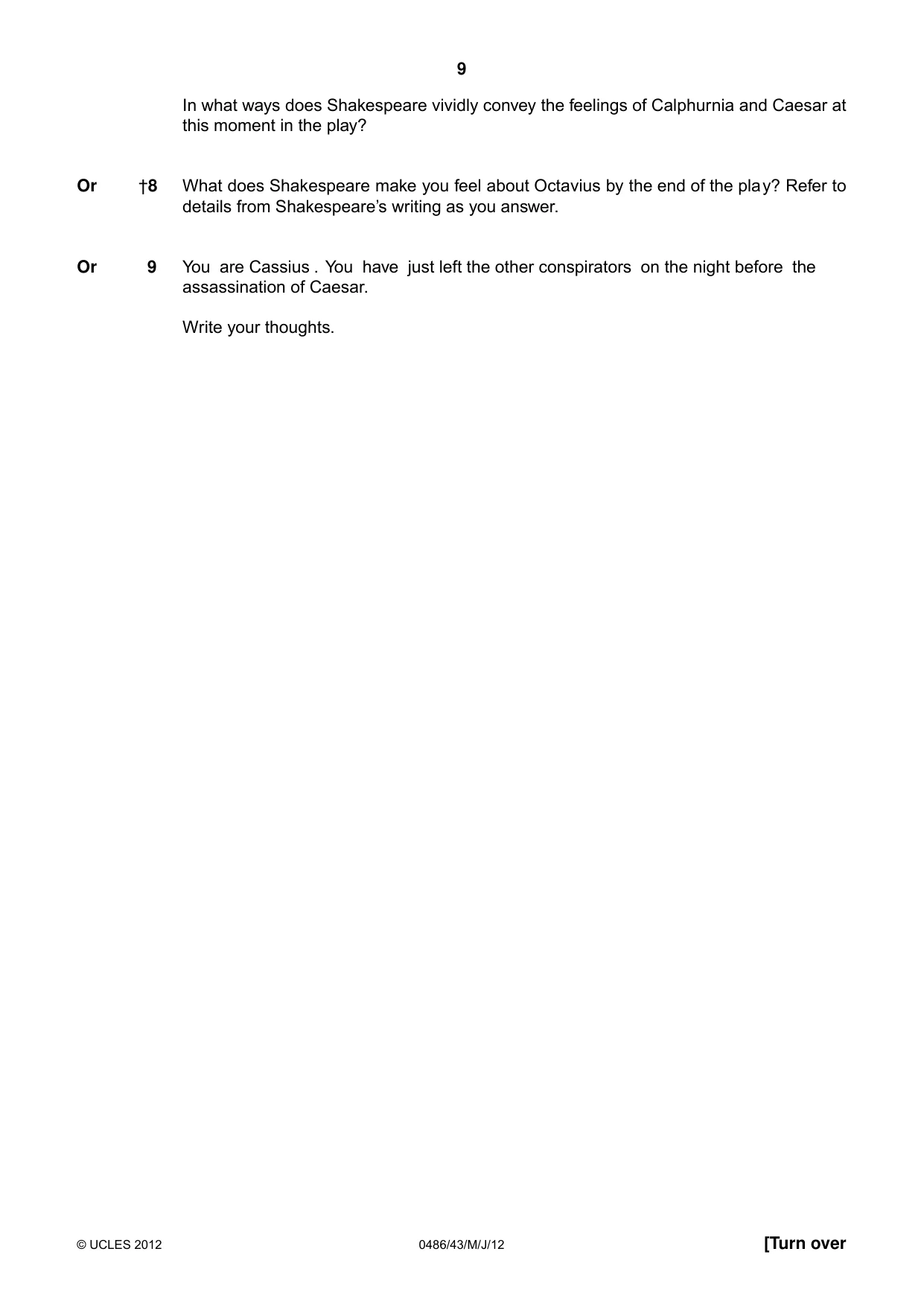 Cambridge IGCSE English - Literature 0486 2012 May/June Paper 4 · Variant 3 question paper, page 9 of 26
