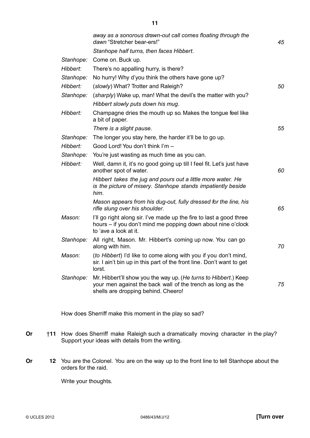 Cambridge IGCSE English - Literature 0486 2012 May/June Paper 4 · Variant 3 question paper, page 11 of 26