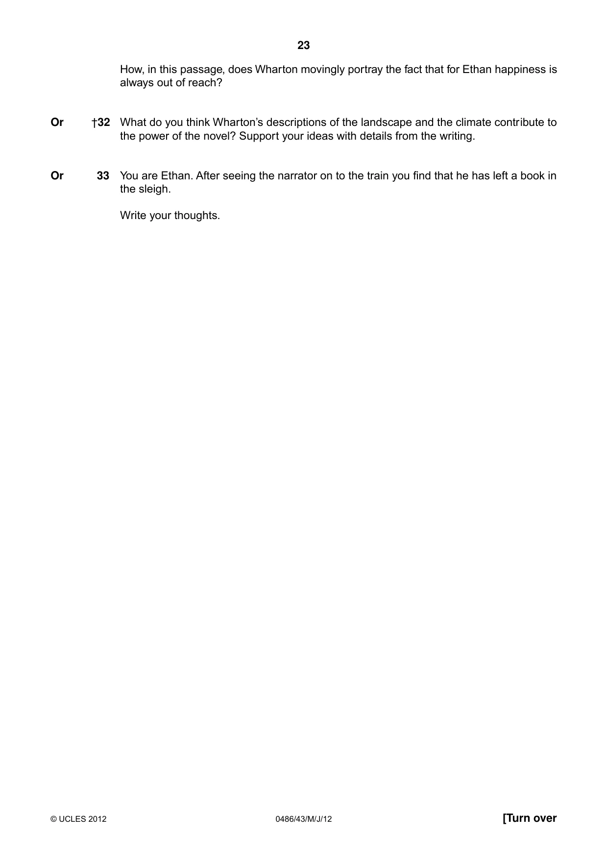 Cambridge IGCSE English - Literature 0486 2012 May/June Paper 4 · Variant 3 question paper, page 23 of 26