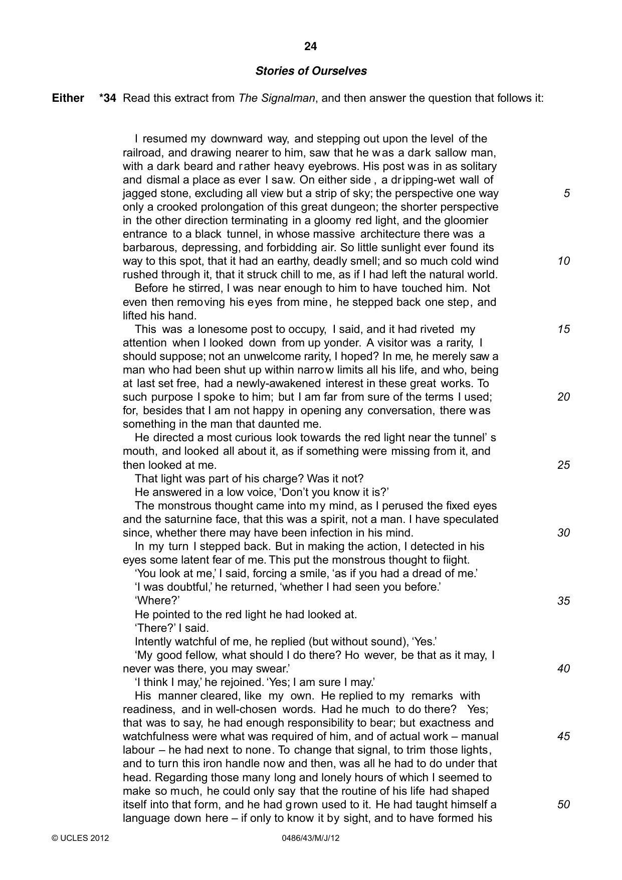 Cambridge IGCSE English - Literature 0486 2012 May/June Paper 4 · Variant 3 question paper, page 24 of 26