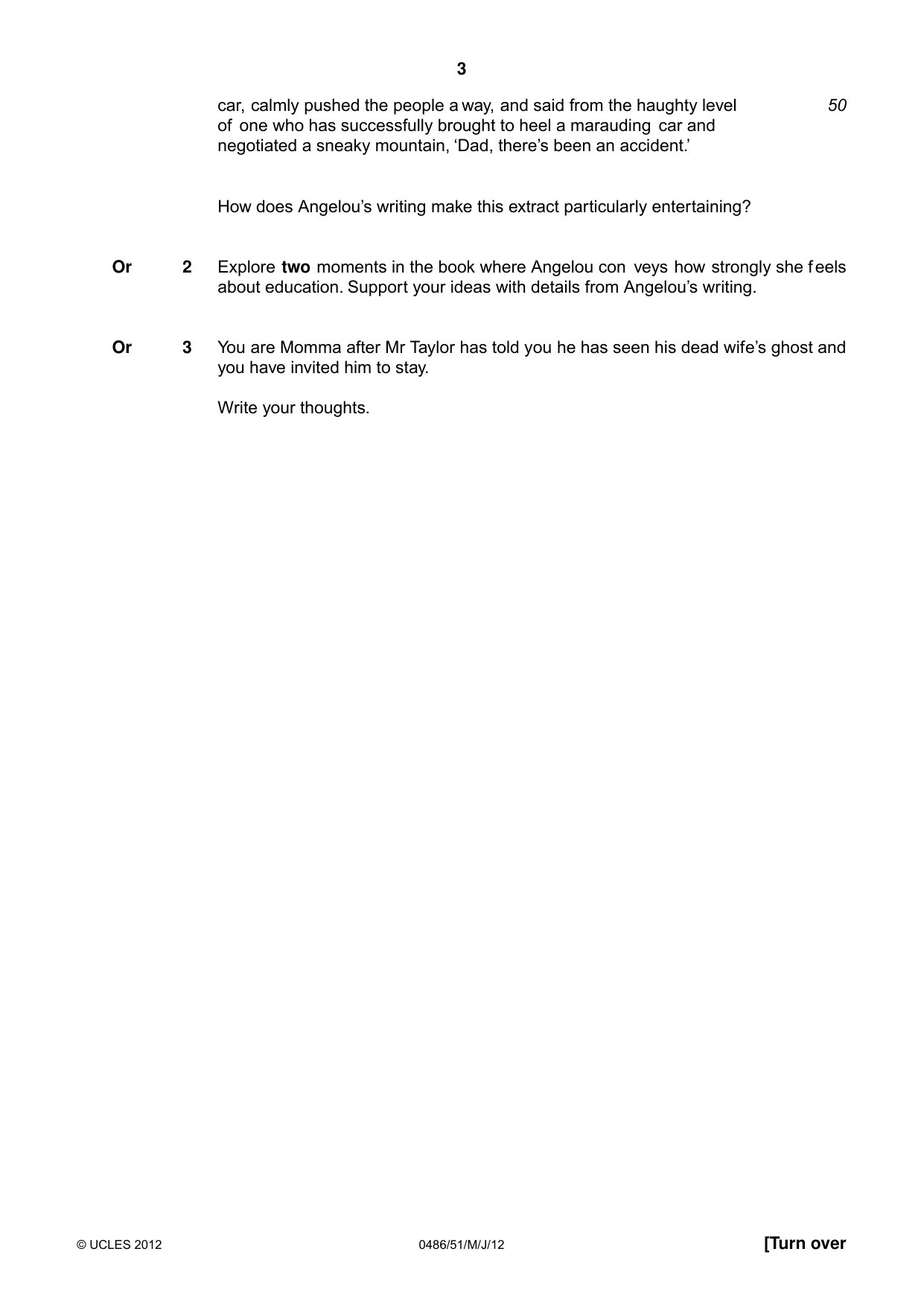 Cambridge IGCSE English - Literature 0486 2012 May/June Paper 5 · Variant 1 question paper, page 3 of 16