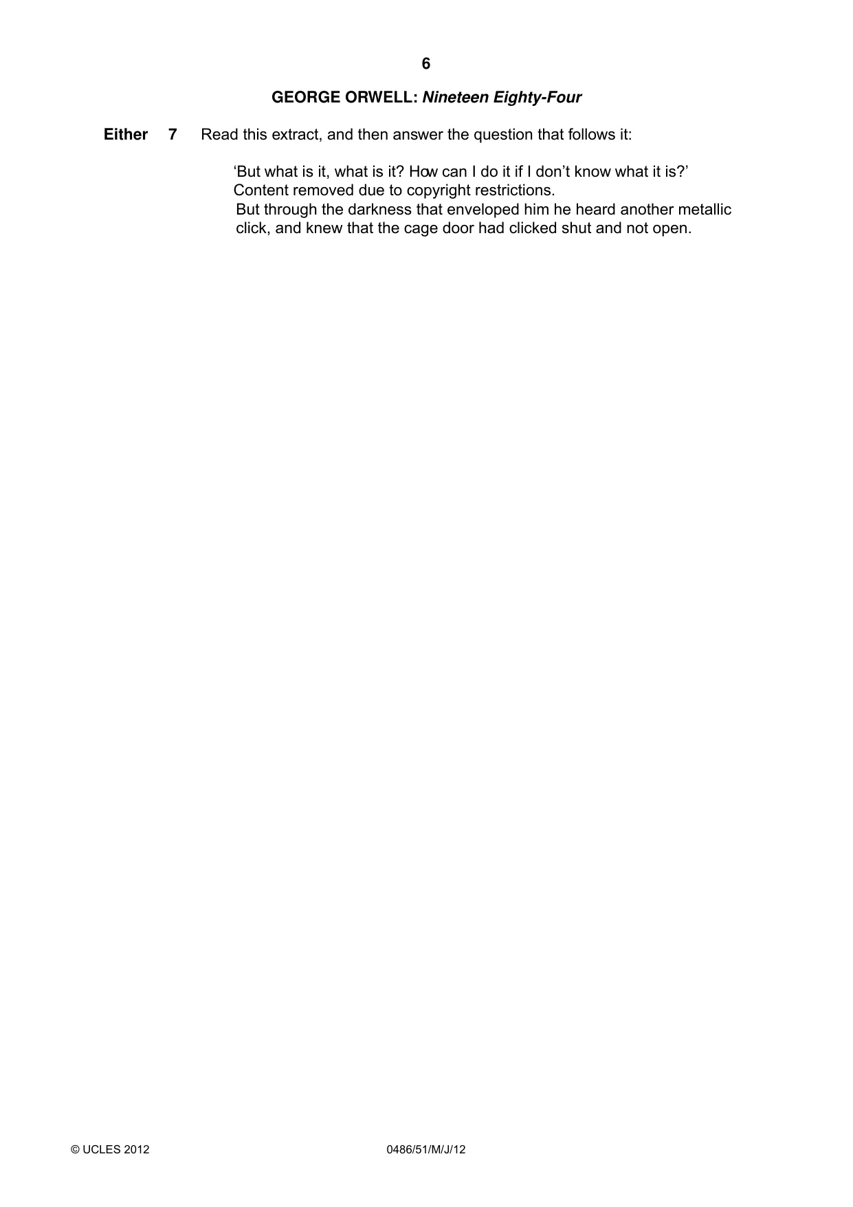 Cambridge IGCSE English - Literature 0486 2012 May/June Paper 5 · Variant 1 question paper, page 6 of 16