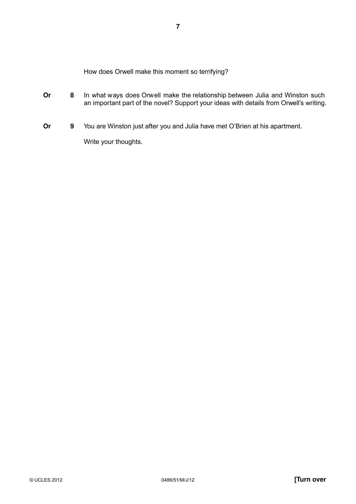 Cambridge IGCSE English - Literature 0486 2012 May/June Paper 5 · Variant 1 question paper, page 7 of 16
