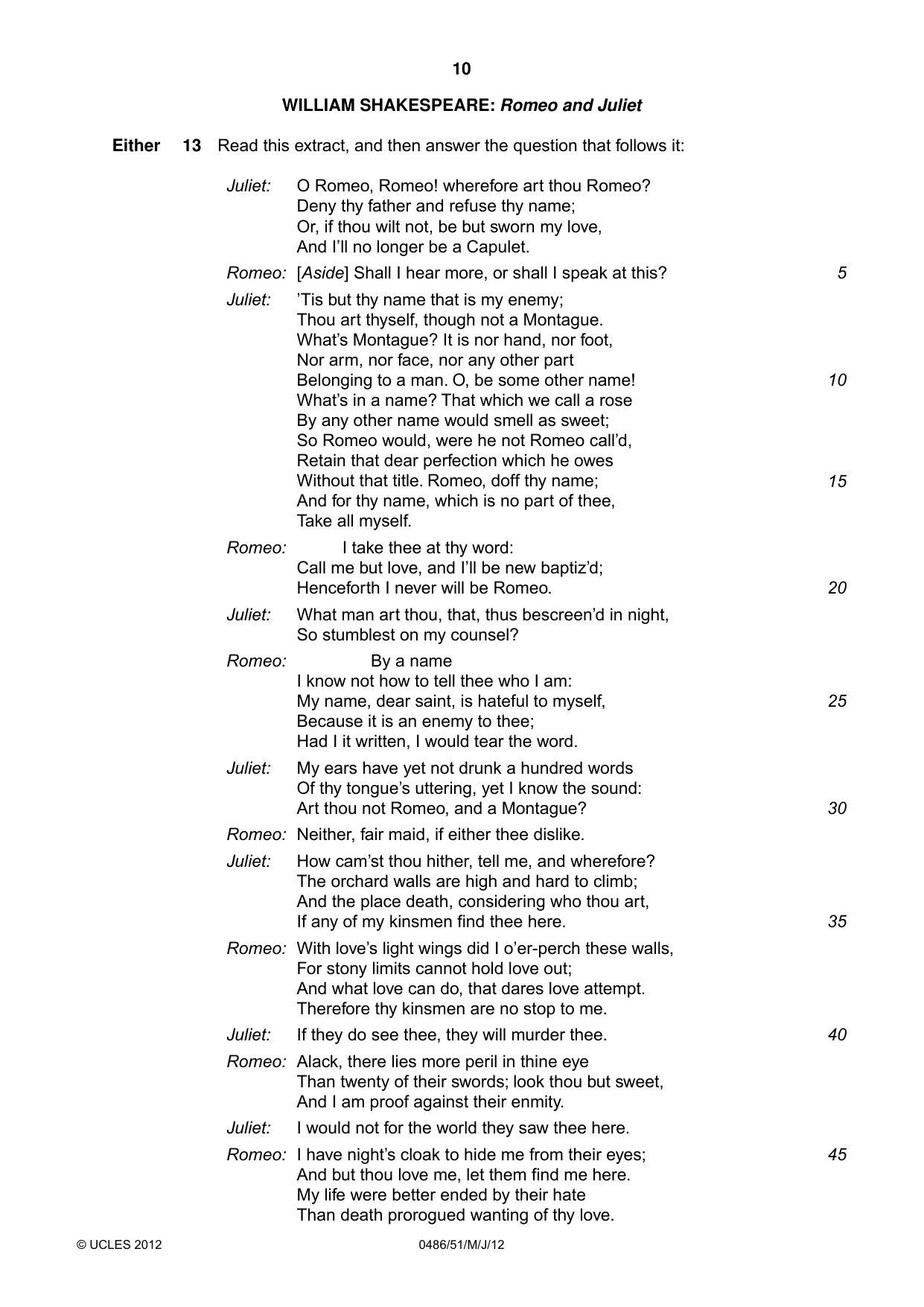 Cambridge IGCSE English - Literature 0486 2012 May/June Paper 5 · Variant 1 question paper, page 10 of 16