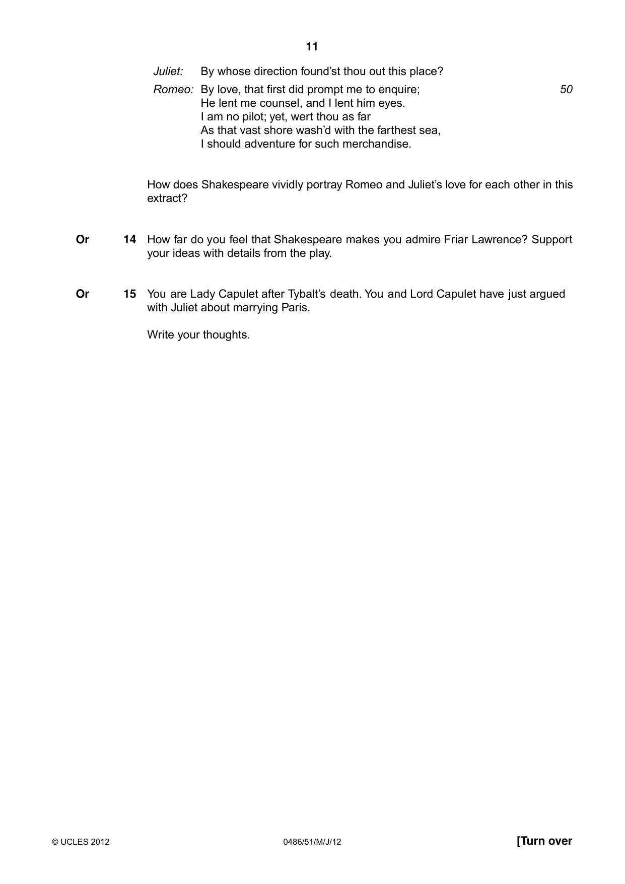 Cambridge IGCSE English - Literature 0486 2012 May/June Paper 5 · Variant 1 question paper, page 11 of 16