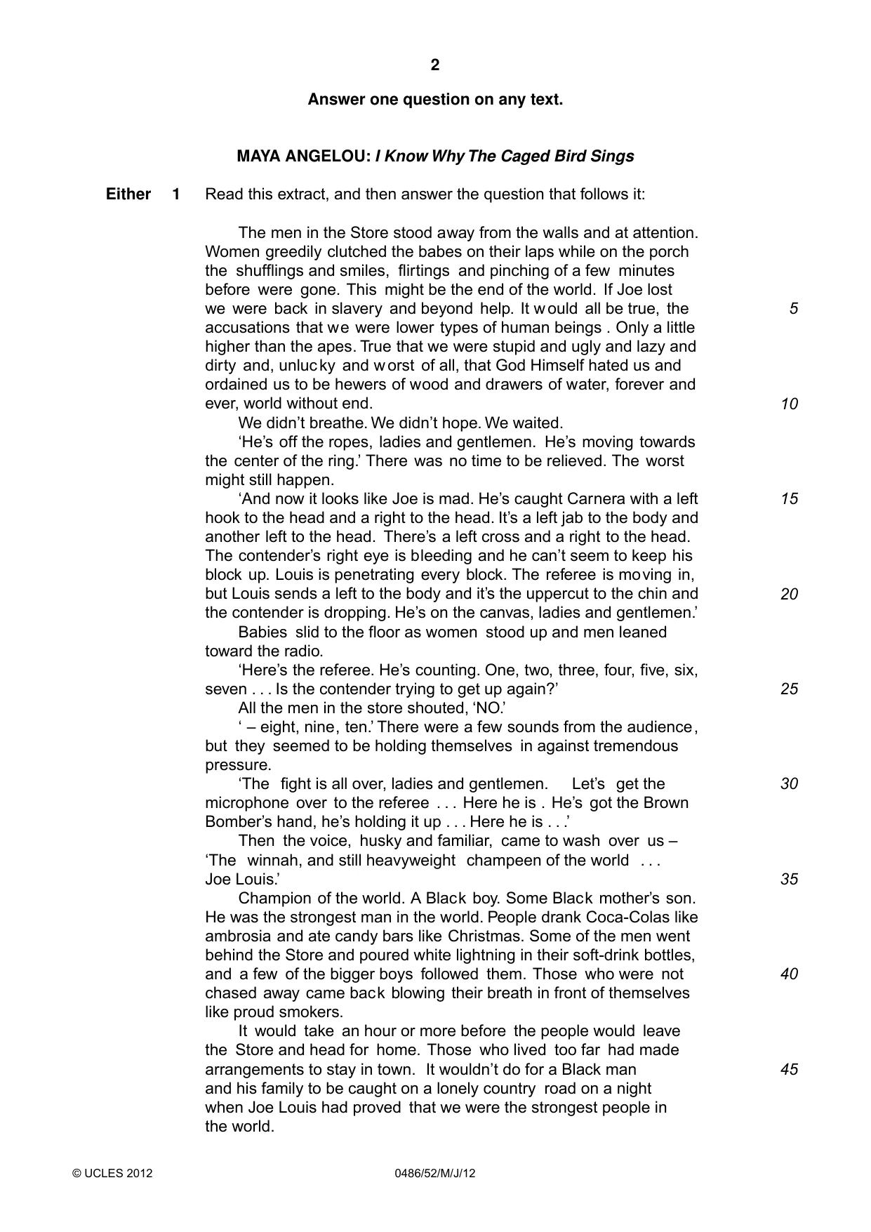 Cambridge IGCSE English - Literature 0486 2012 May/June Paper 5 · Variant 2 question paper, page 2 of 16