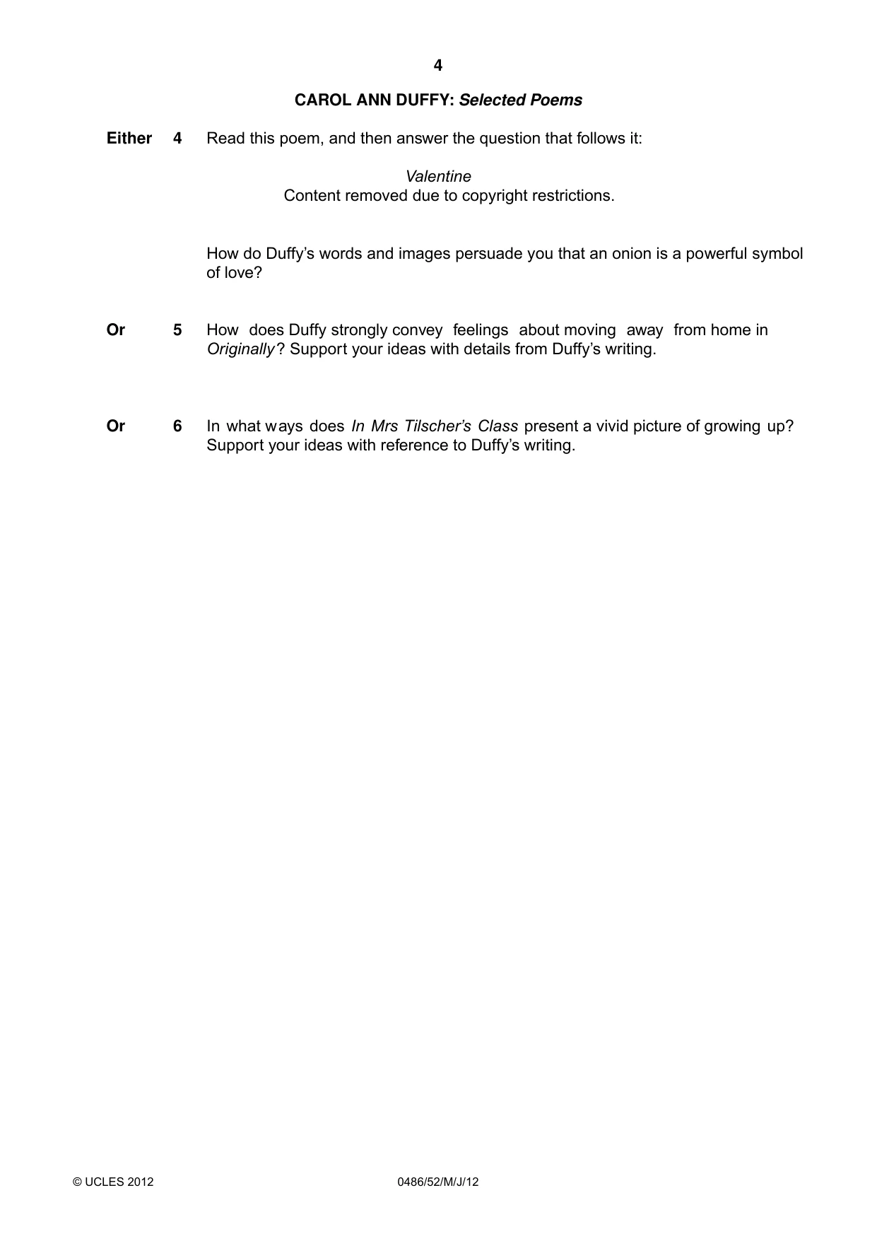 Cambridge IGCSE English - Literature 0486 2012 May/June Paper 5 · Variant 2 question paper, page 4 of 16