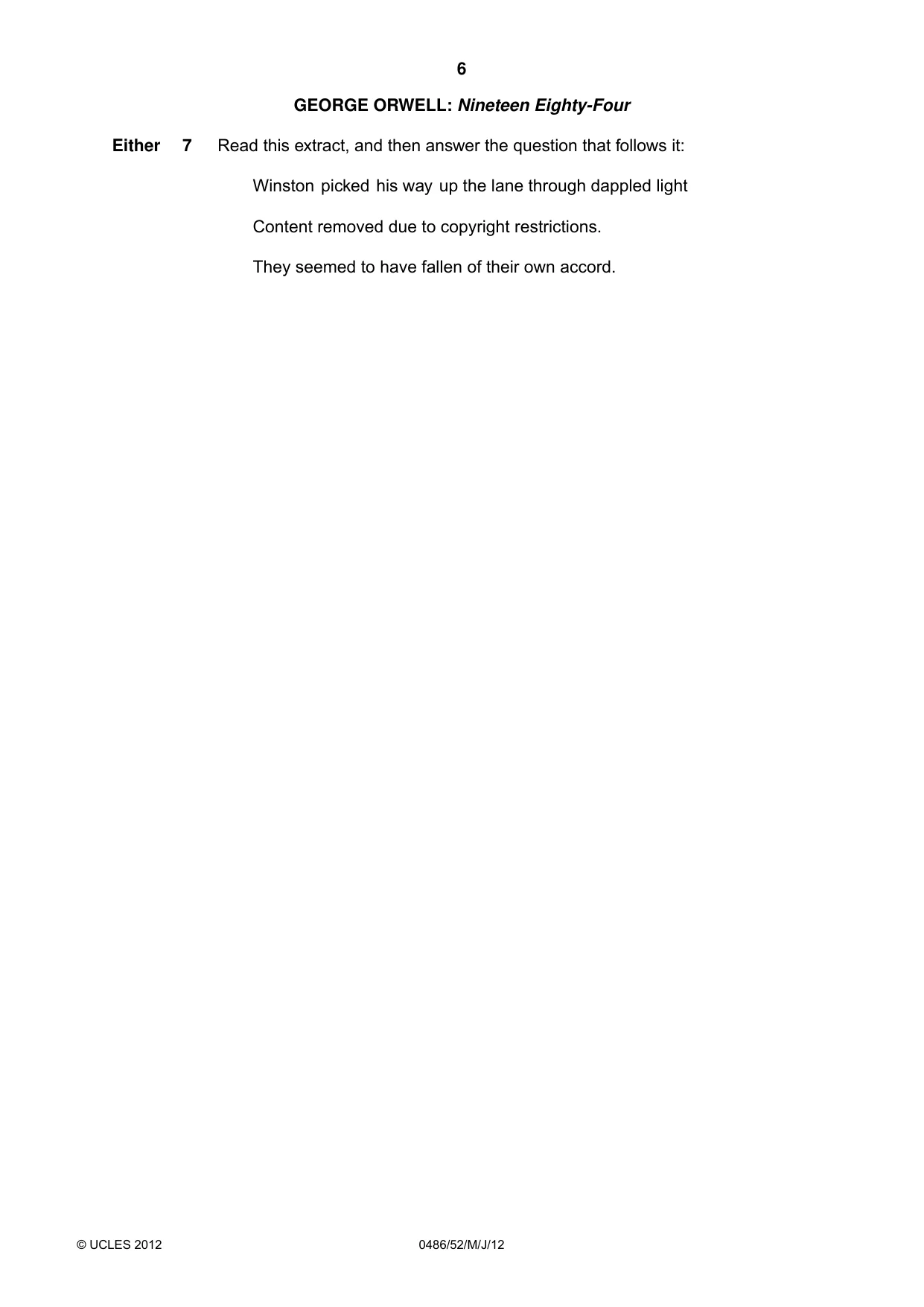 Cambridge IGCSE English - Literature 0486 2012 May/June Paper 5 · Variant 2 question paper, page 6 of 16