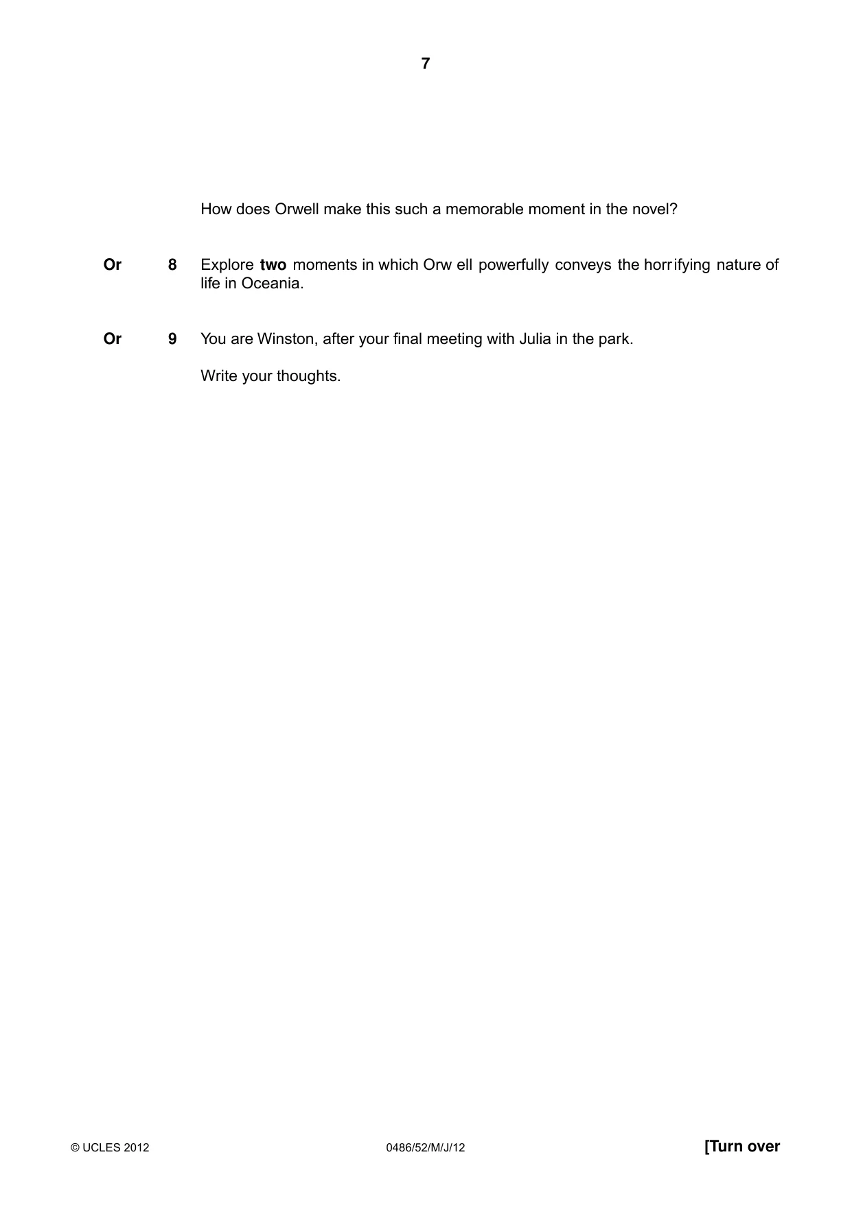 Cambridge IGCSE English - Literature 0486 2012 May/June Paper 5 · Variant 2 question paper, page 7 of 16