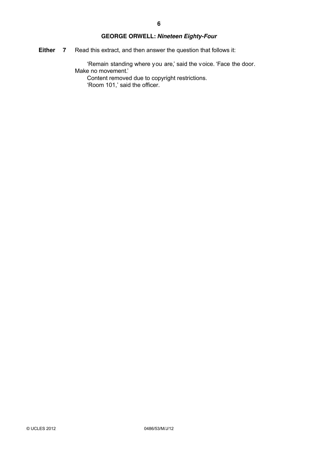 Cambridge IGCSE English - Literature 0486 2012 May/June Paper 5 · Variant 3 question paper, page 6 of 16