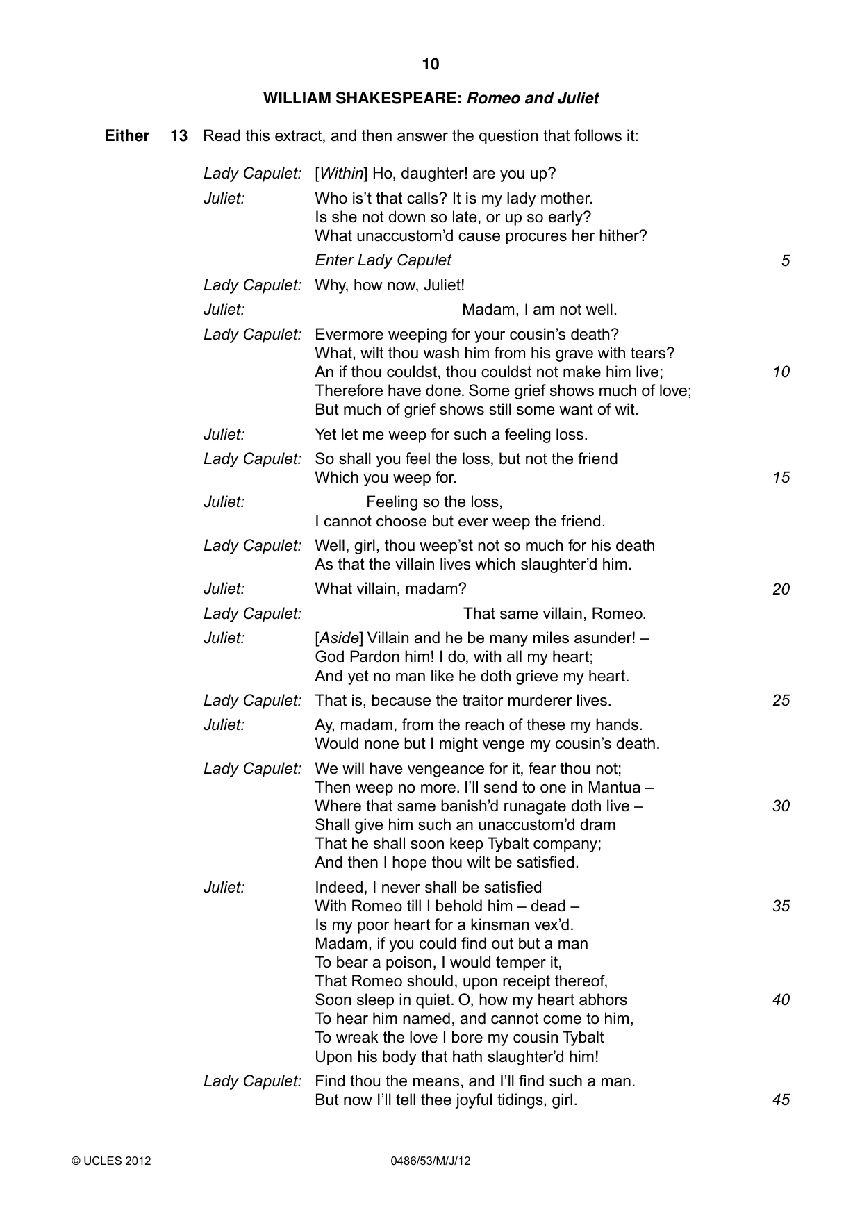 Cambridge IGCSE English - Literature 0486 2012 May/June Paper 5 · Variant 3 question paper, page 10 of 16