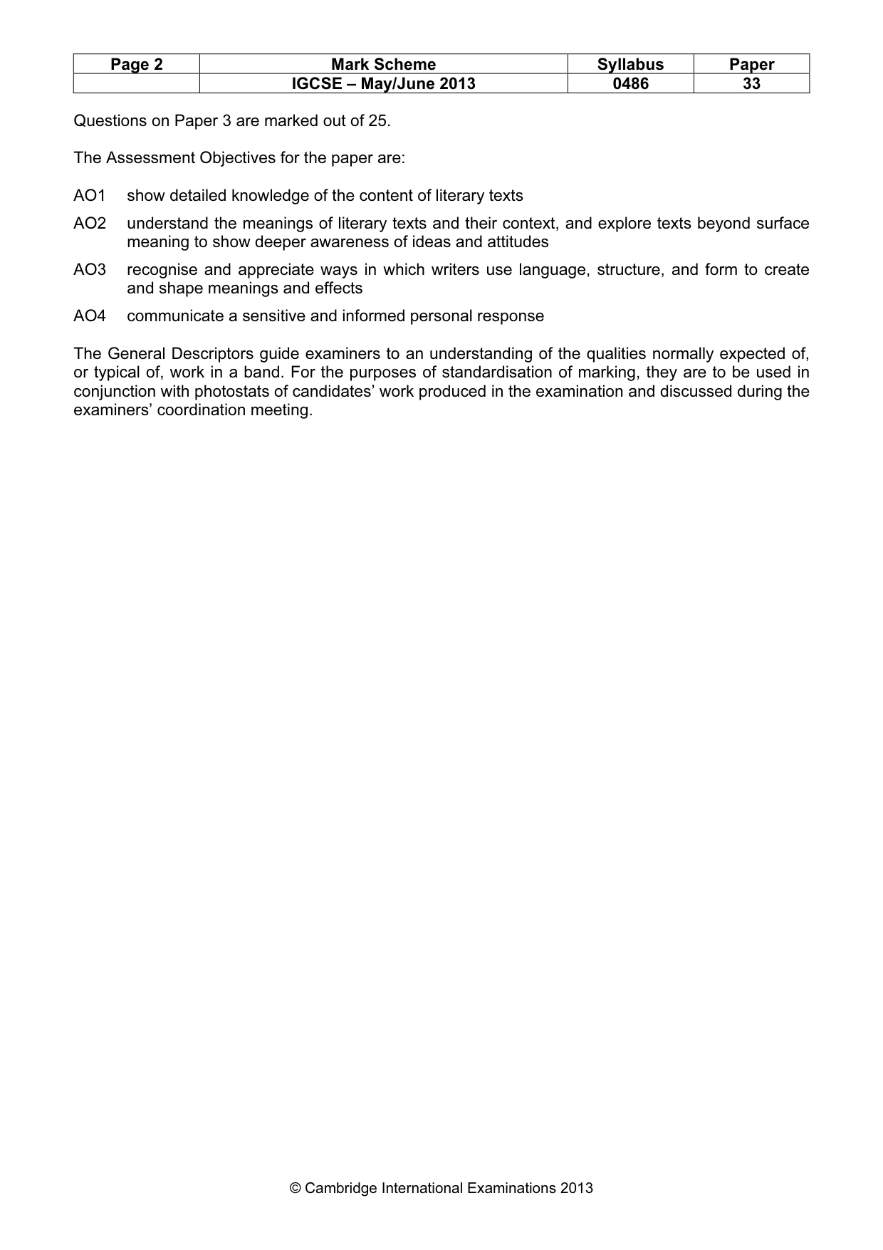 Mark scheme, page 2 of 3