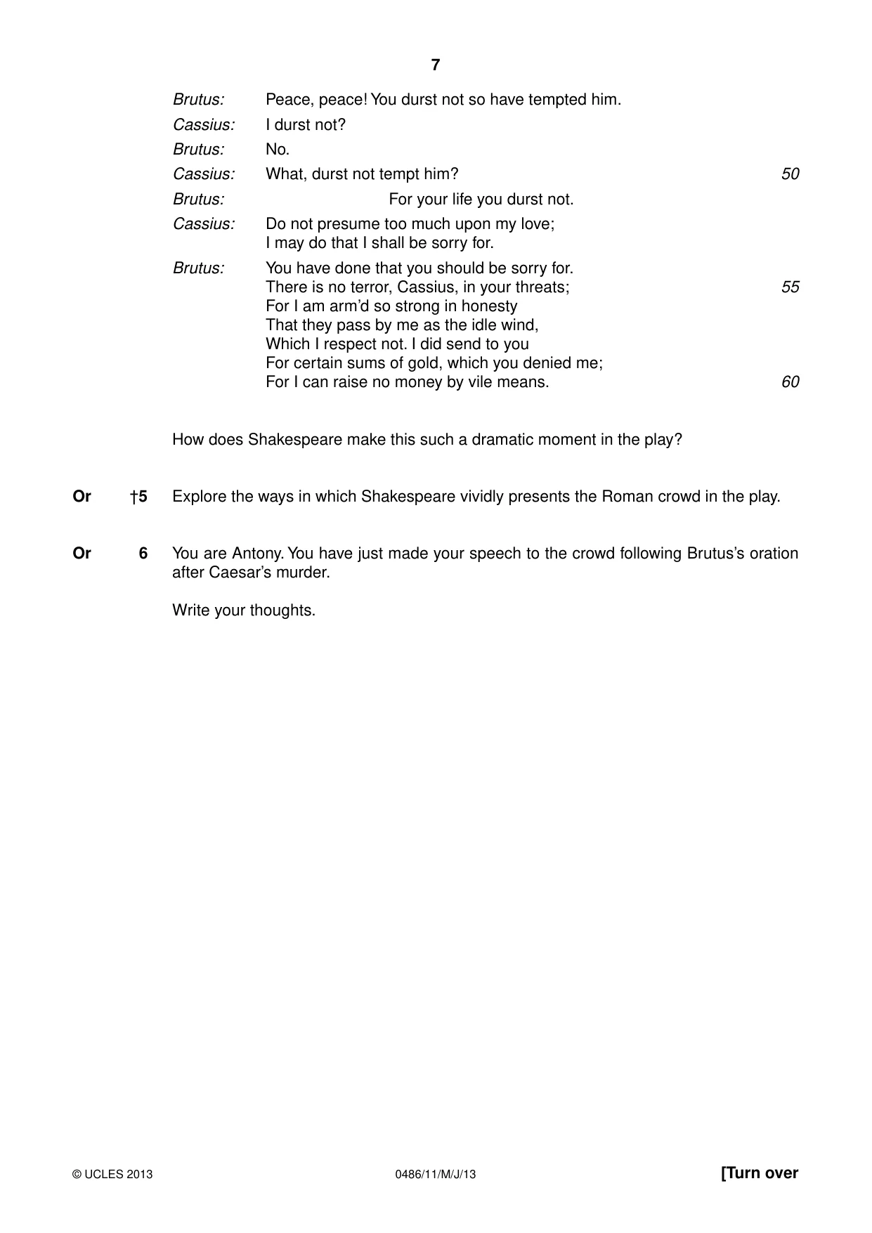 Cambridge IGCSE English - Literature 0486 2013 May/June Paper 1 · Variant 1 question paper, page 7 of 28