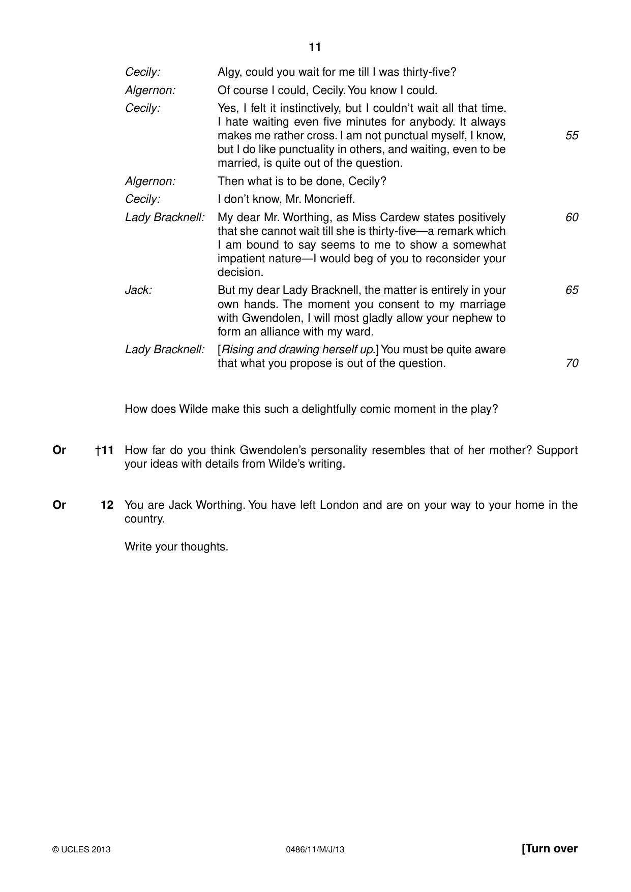 Cambridge IGCSE English - Literature 0486 2013 May/June Paper 1 · Variant 1 question paper, page 11 of 28
