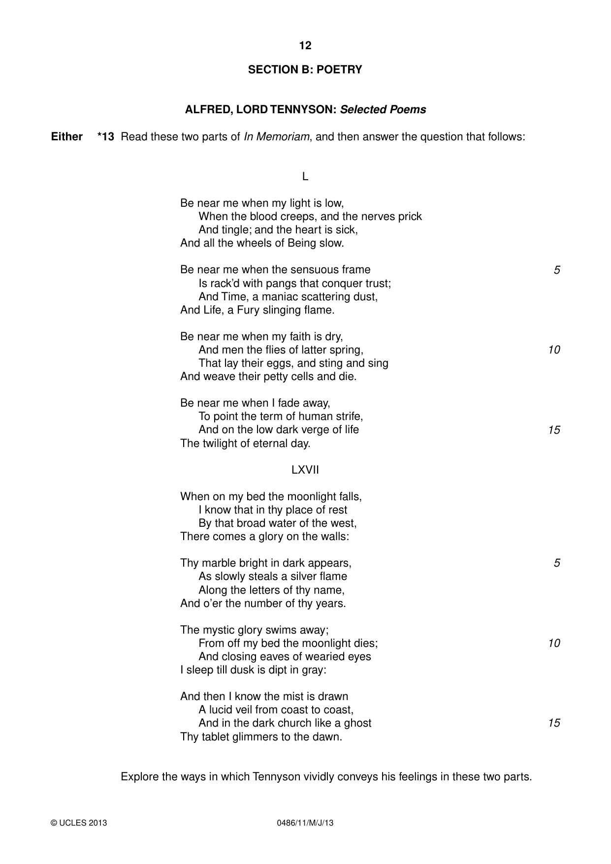 Cambridge IGCSE English - Literature 0486 2013 May/June Paper 1 · Variant 1 question paper, page 12 of 28