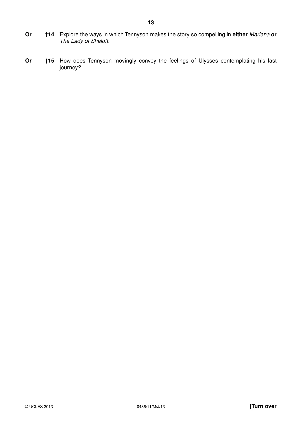 Cambridge IGCSE English - Literature 0486 2013 May/June Paper 1 · Variant 1 question paper, page 13 of 28