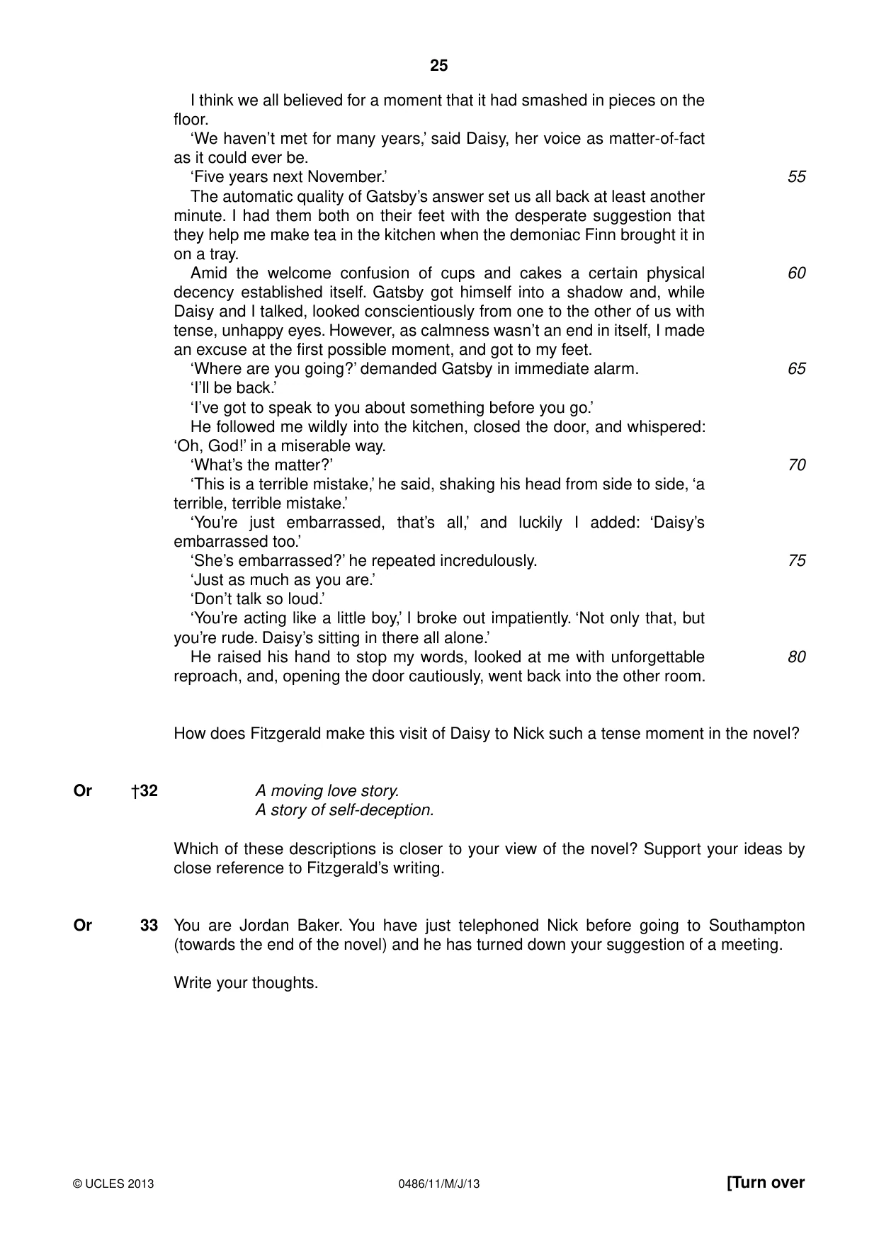 Cambridge IGCSE English - Literature 0486 2013 May/June Paper 1 · Variant 1 question paper, page 25 of 28