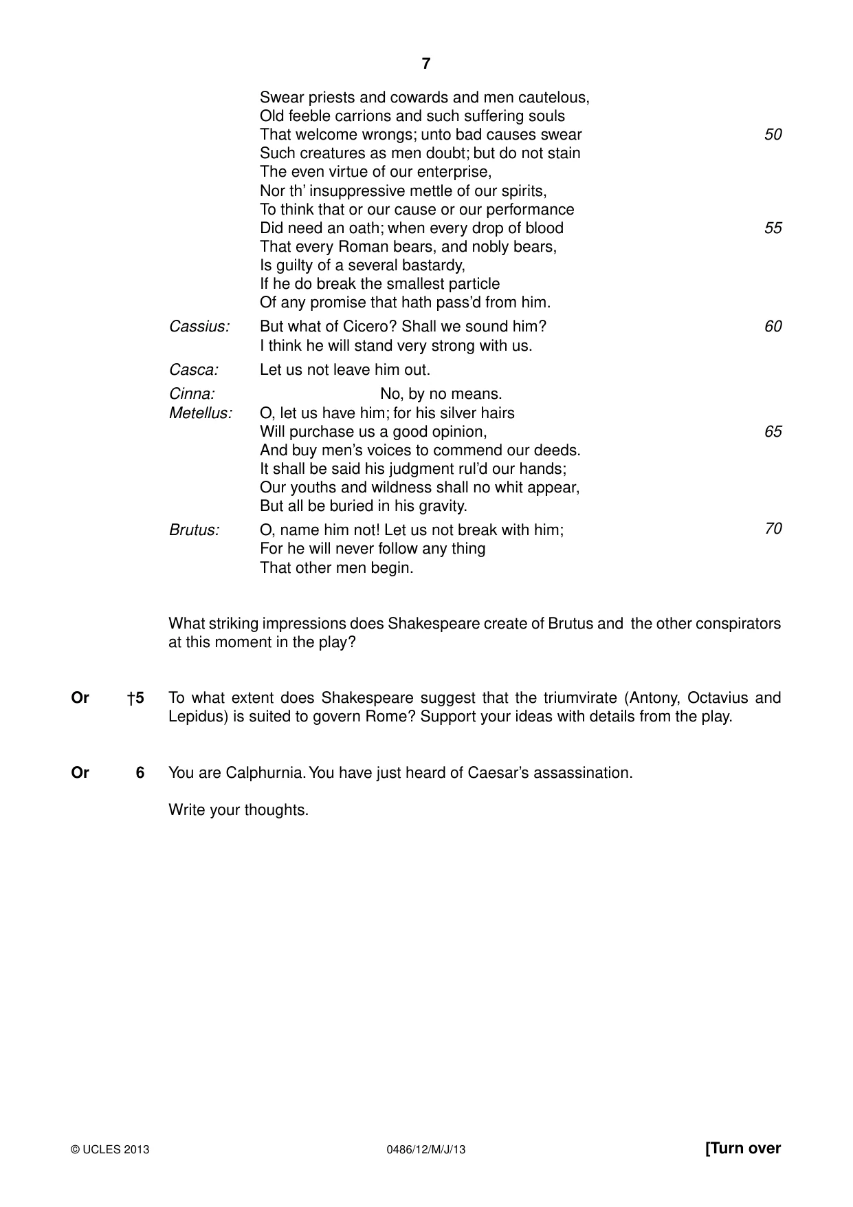Cambridge IGCSE English - Literature 0486 2013 May/June Paper 1 · Variant 2 question paper, page 7 of 28