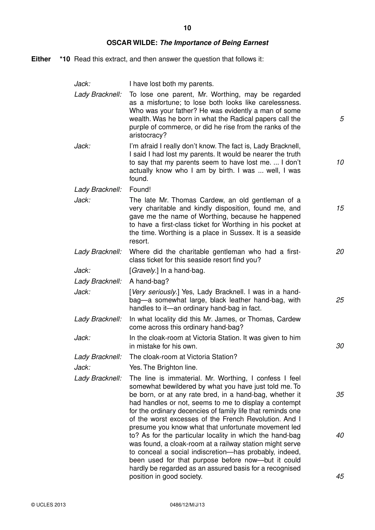 Cambridge IGCSE English - Literature 0486 2013 May/June Paper 1 · Variant 2 question paper, page 10 of 28