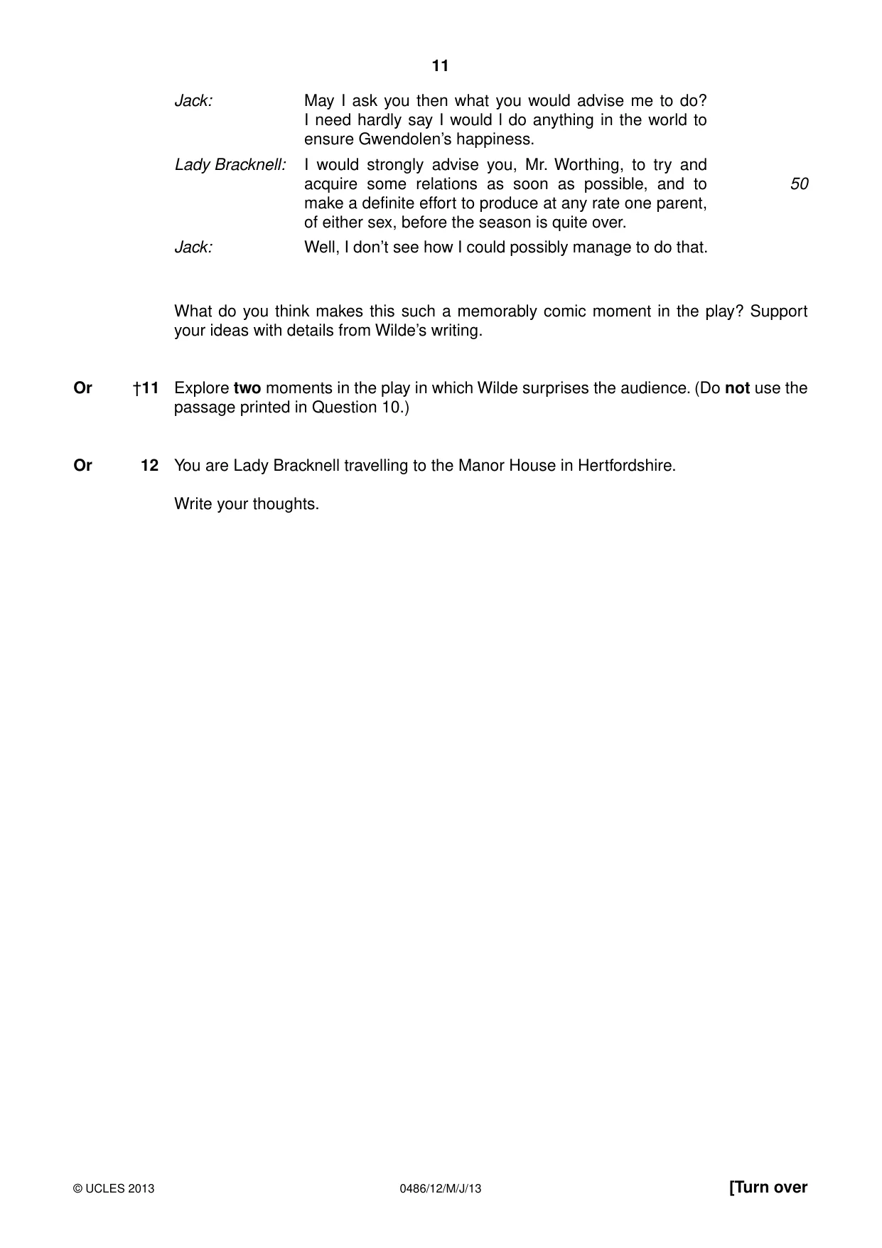 Cambridge IGCSE English - Literature 0486 2013 May/June Paper 1 · Variant 2 question paper, page 11 of 28