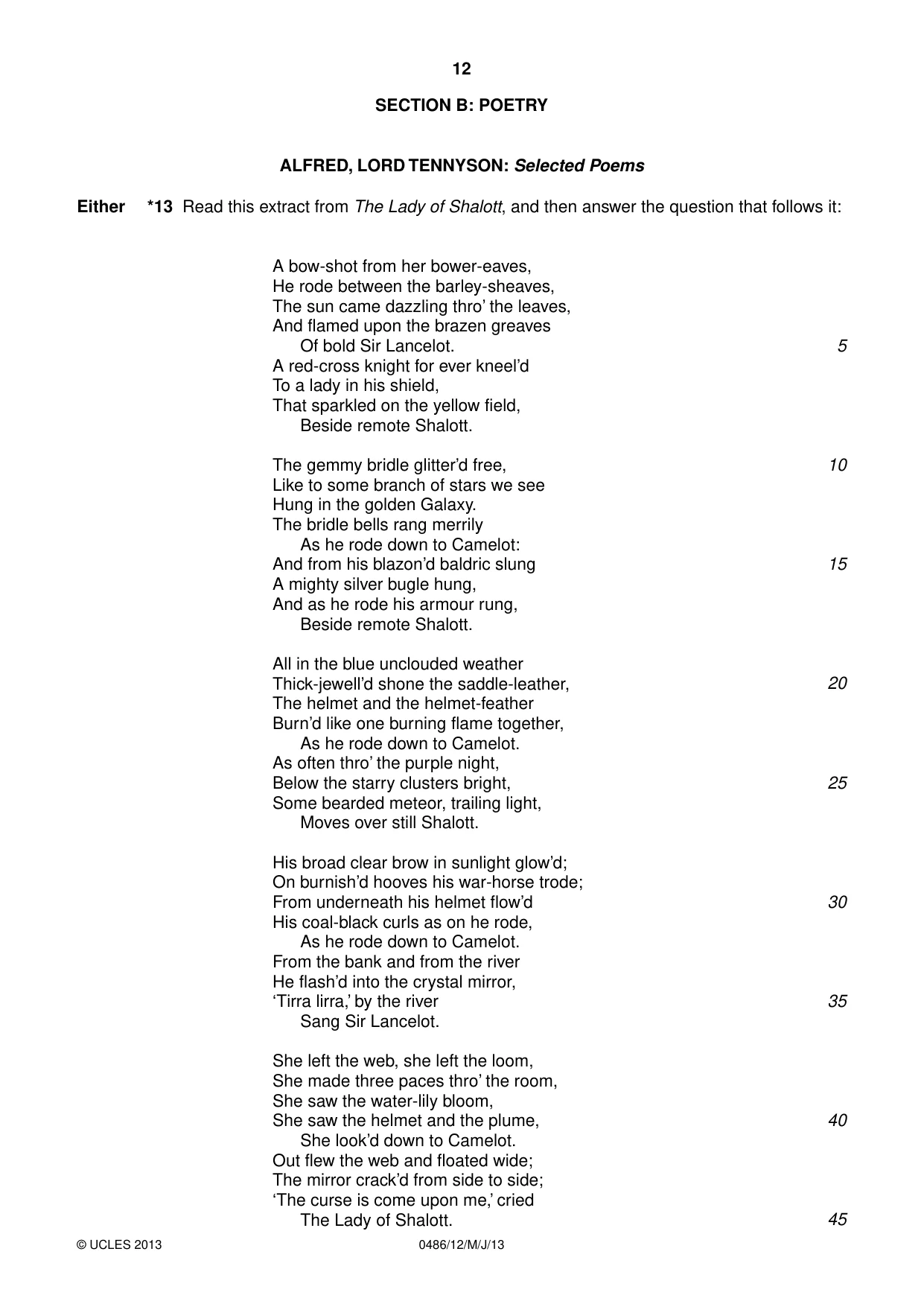 Cambridge IGCSE English - Literature 0486 2013 May/June Paper 1 · Variant 2 question paper, page 12 of 28