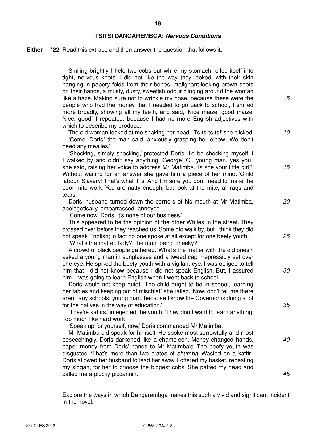 Cambridge IGCSE English - Literature 0486 2013 May/June Paper 1 · Variant 2 question paper, page 18 of 28