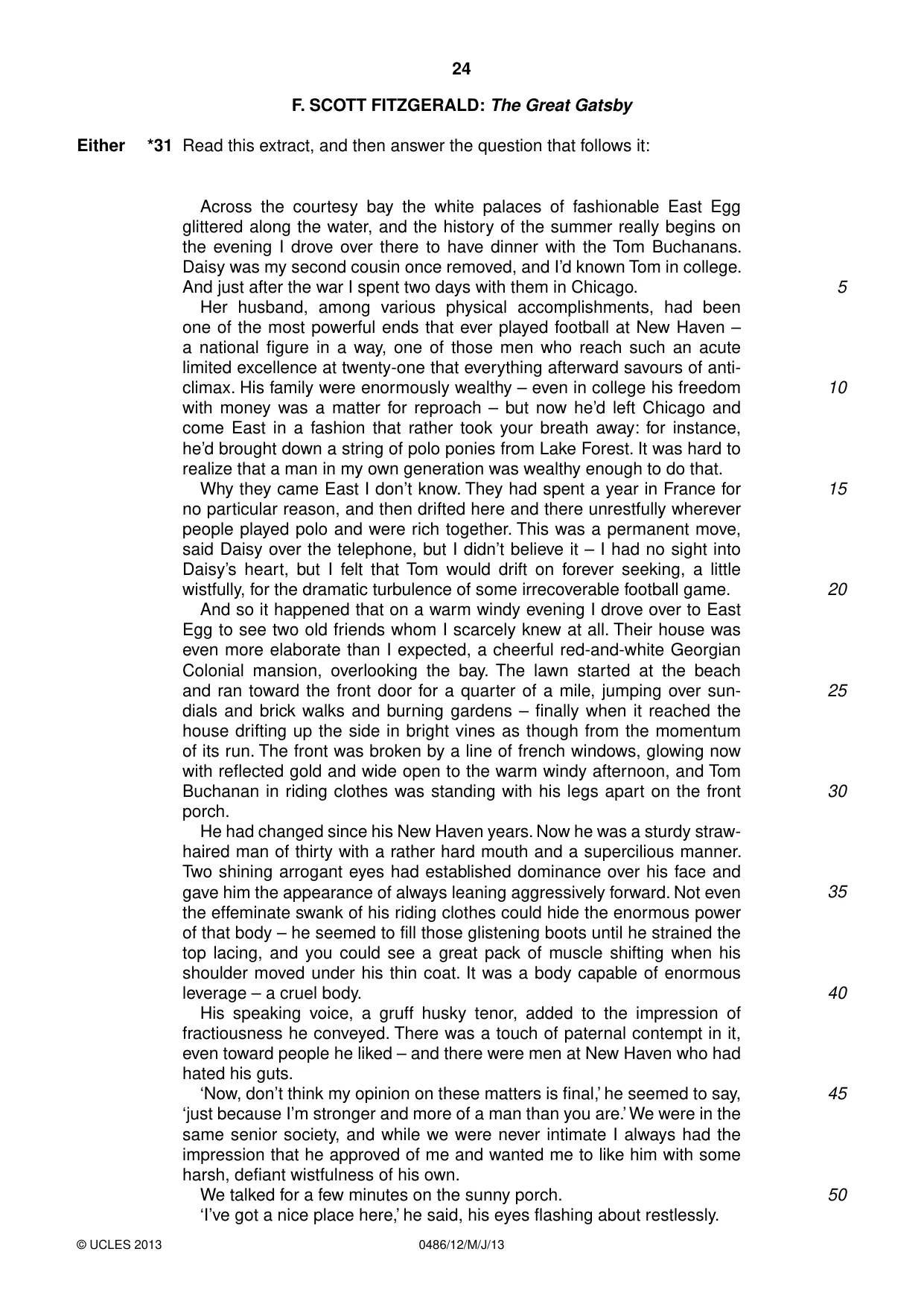 Cambridge IGCSE English - Literature 0486 2013 May/June Paper 1 · Variant 2 question paper, page 24 of 28
